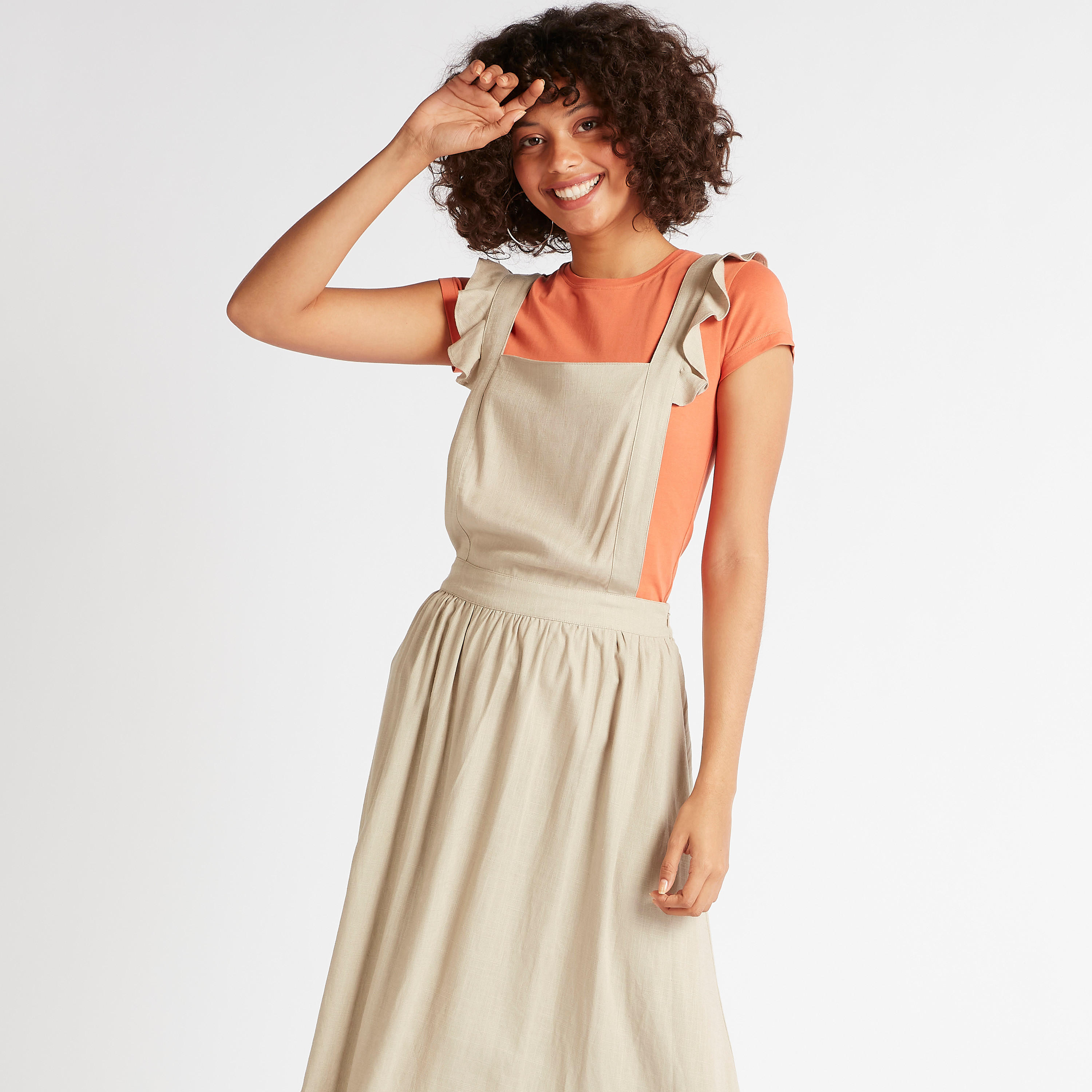 فستان طويل سادة إيه لاين دون أكمام بتفاصيل كشكشة-women-clothing-dresses-image-2