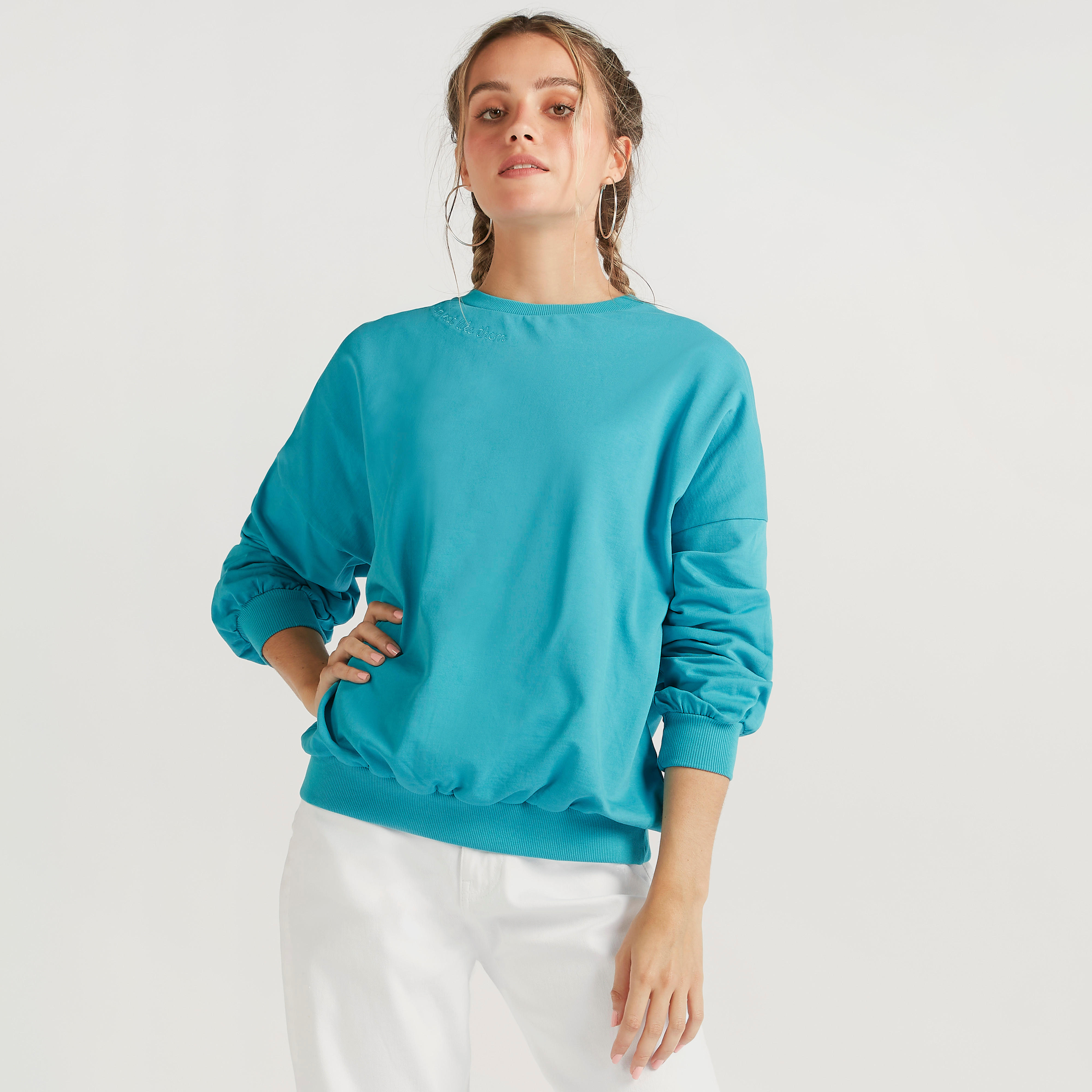 Solid Crew Neck Sweatshirt with Long Sleeves-women-winterwear-hoodiesandsweatshirts-sweatshirts-image-6