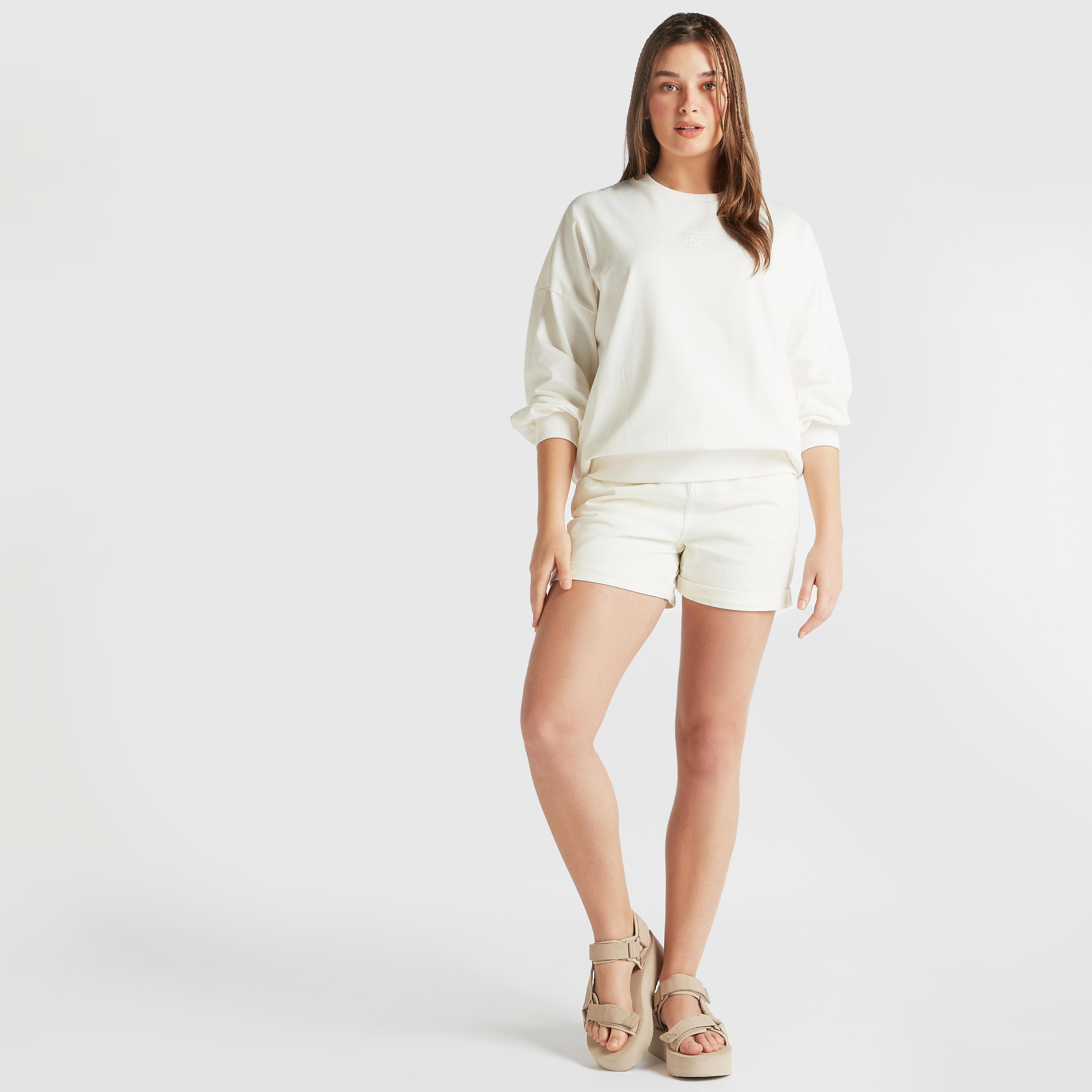Slogan Embroidered Crew Neck Sweatshirt with Long Sleeves-women-winterwear-hoodiesandsweatshirts-sweatshirts-image-2