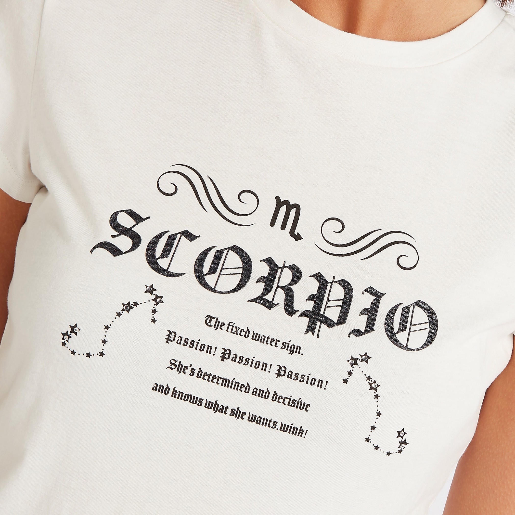 Zodiac Scorpio Print T-shirt with Cap Sleeves-women-clothing-tshirts-image-3