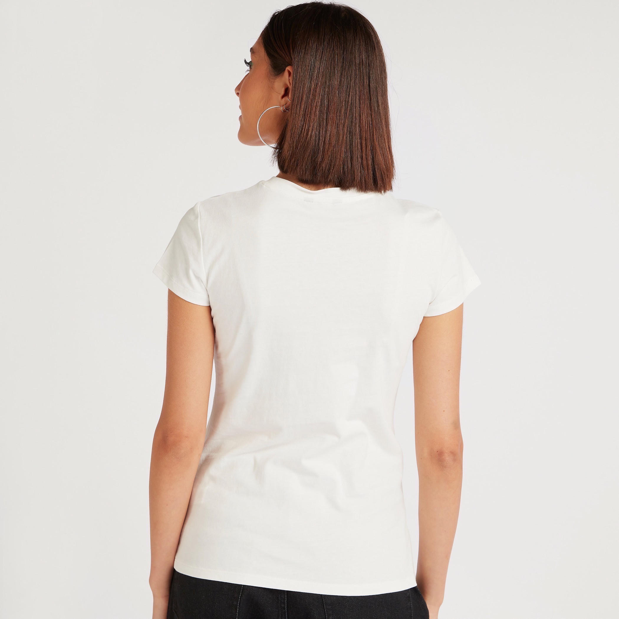 Zodiac Taurus Print Crew Neck T-shirt with Cap Sleeves-women-clothing-tshirts-image-4