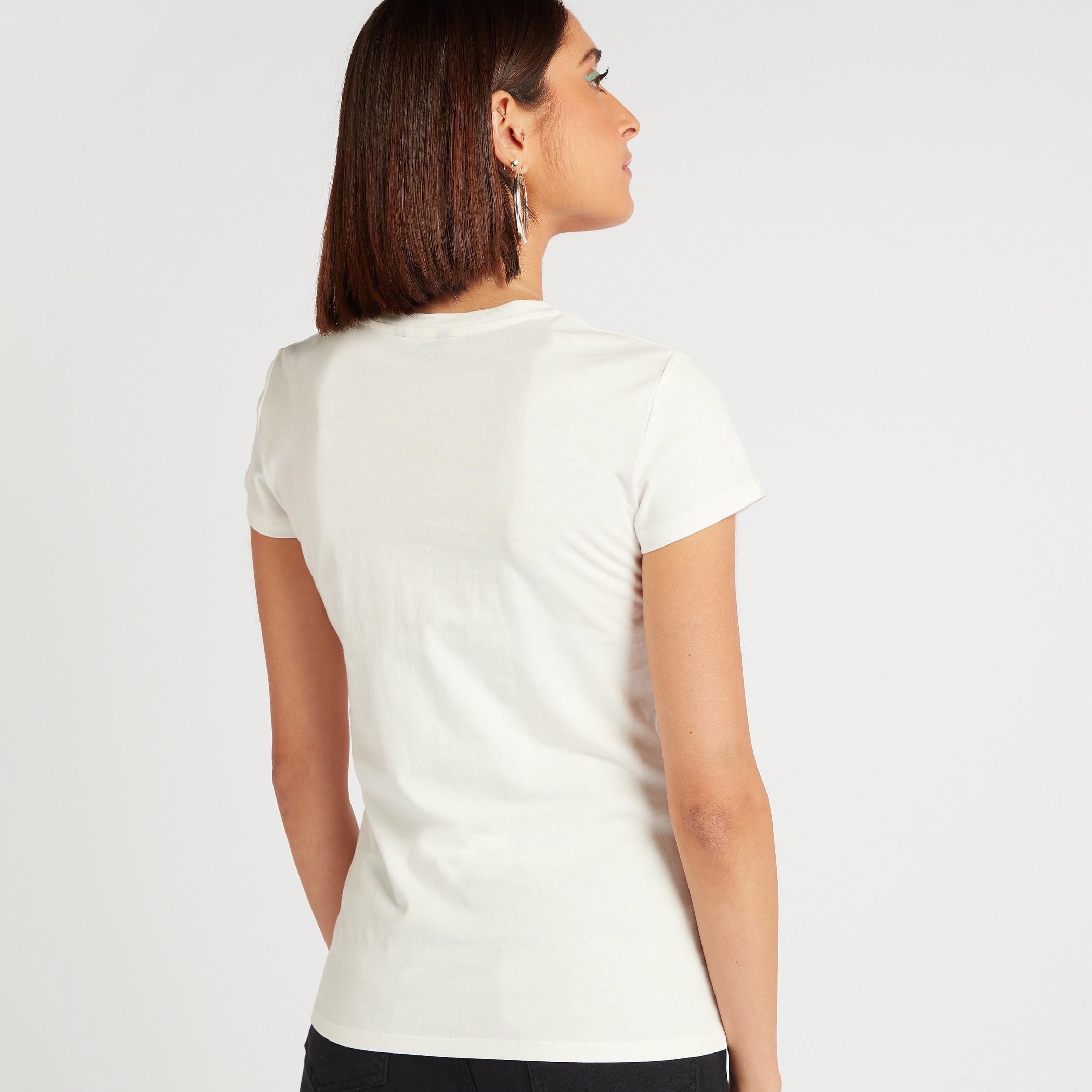 Zodiac Aries Print Crew Neck T-shirt with Cap Sleeves-women-clothing-tshirts-image-4