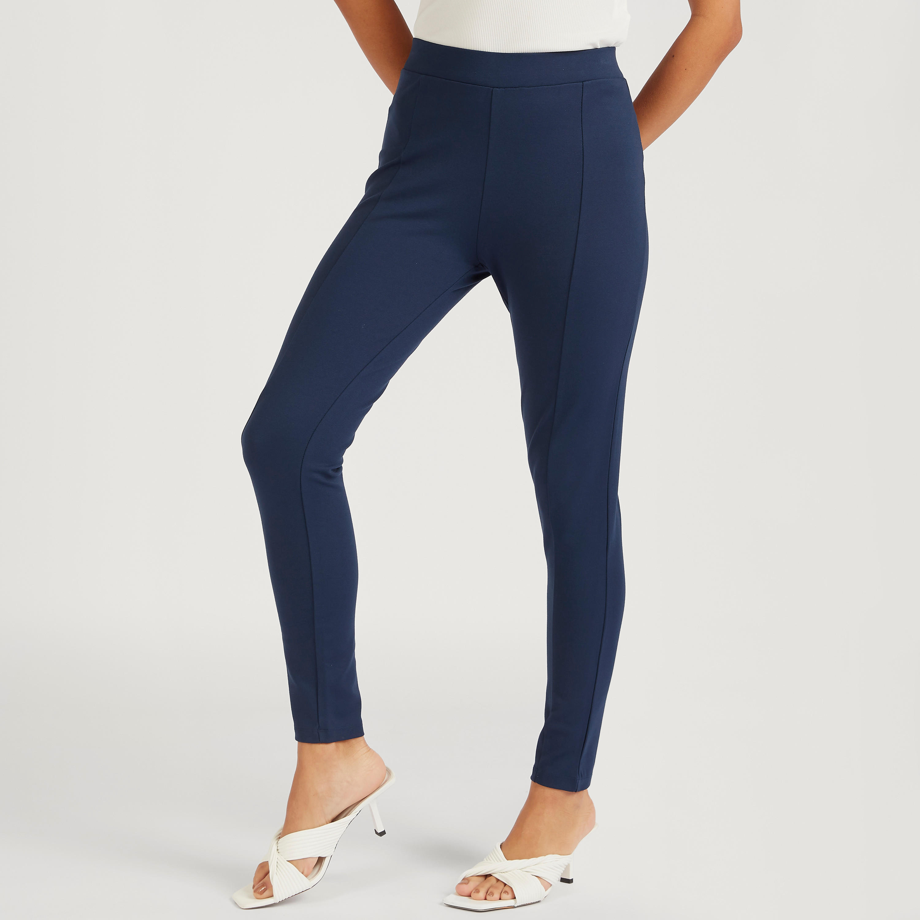 بنطلون ليقنز سادة بقصّة سكيني بخصر متوسط الإرتفاع-women-clothing-leggings-image-1