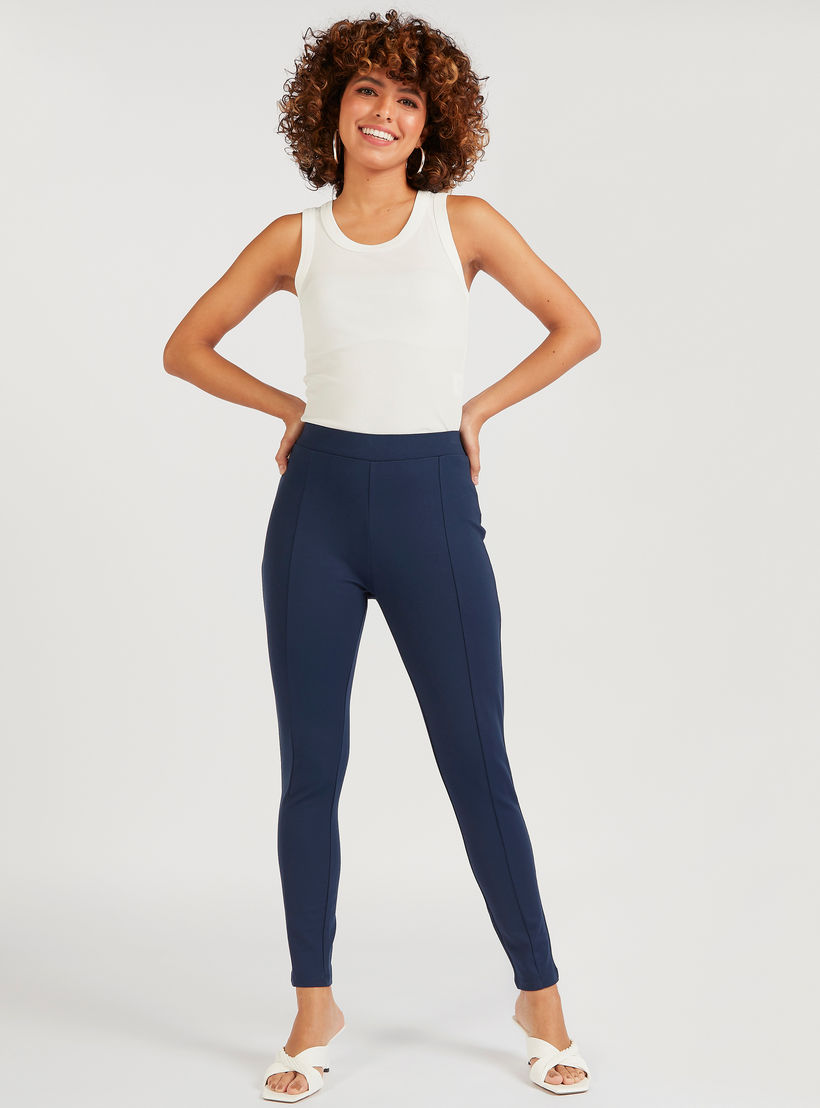 بنطلون ليقنز سادة بقصّة سكيني بخصر متوسط الإرتفاع-women-clothing-leggings-image-2
