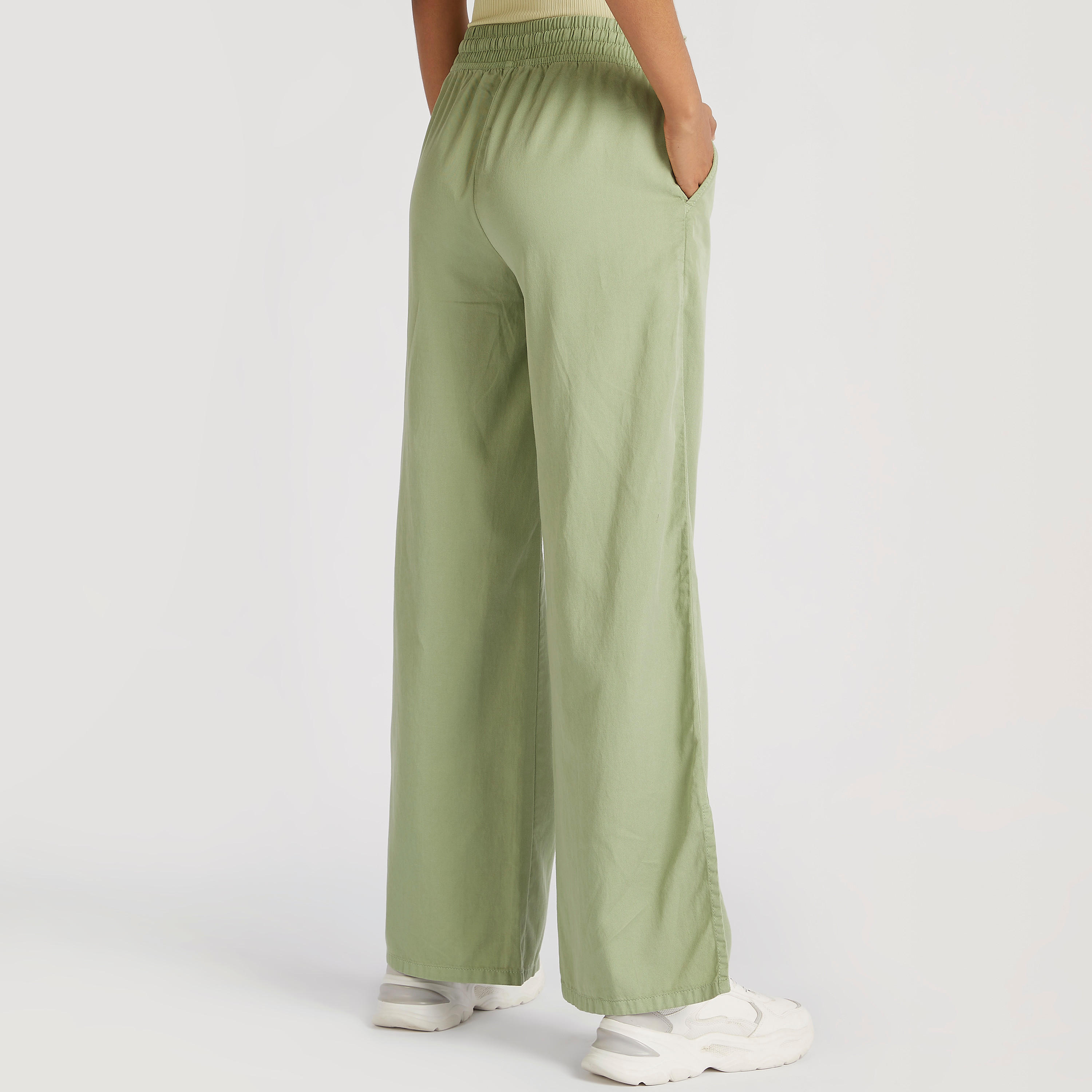 Solid Mid-Rise Pants with Drawstring Closure and Pockets-women-clothing-bottoms-trousers-image-4