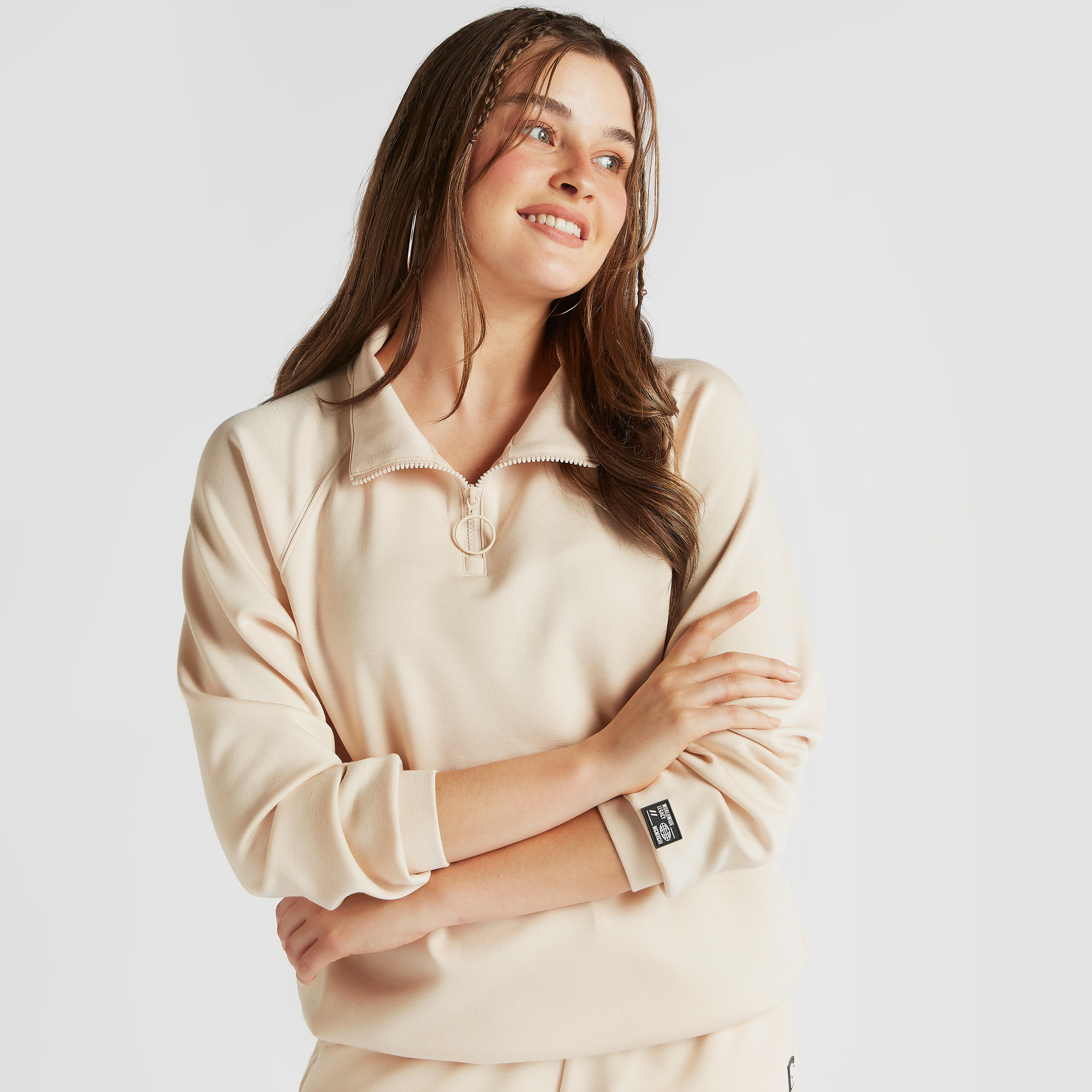سويت شيرت سادة بياقة عالية وأكمام طويلة-women-winterwear-hoodiesandsweatshirts-sweatshirts-image-7