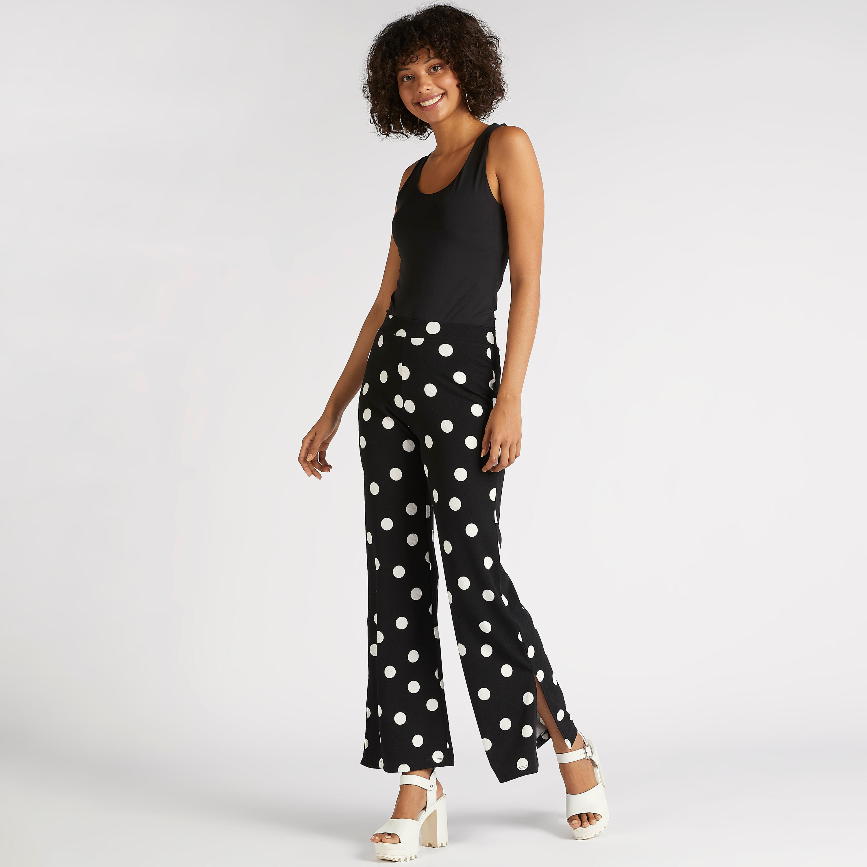 بنطلون بخصر مرتفع وطبعات منقّطة-women-clothing-bottoms-trousers-image-2