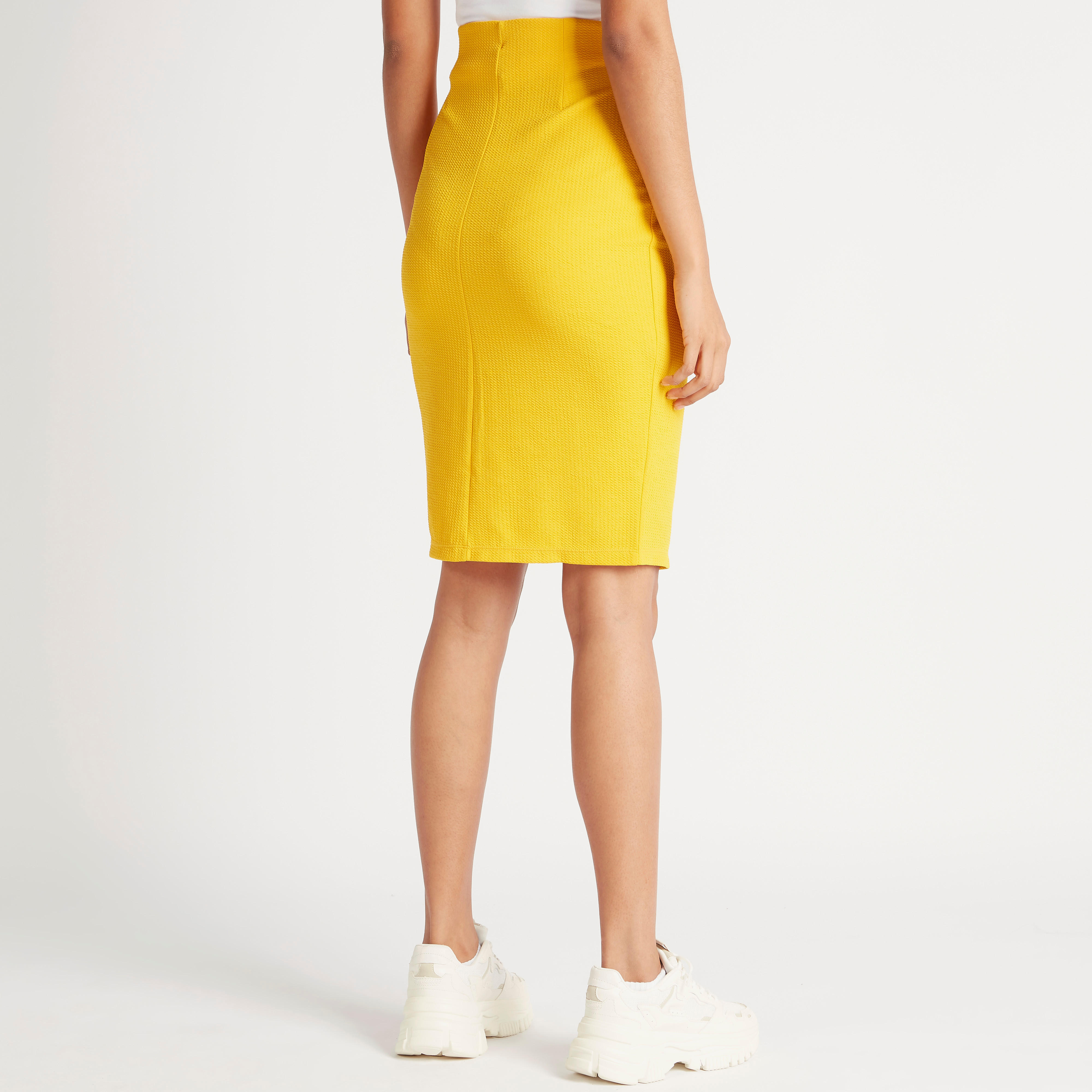 Textured Pencil Skirt with Twisted Knot Accent-women-clothing-bottoms-skirts-image-4
