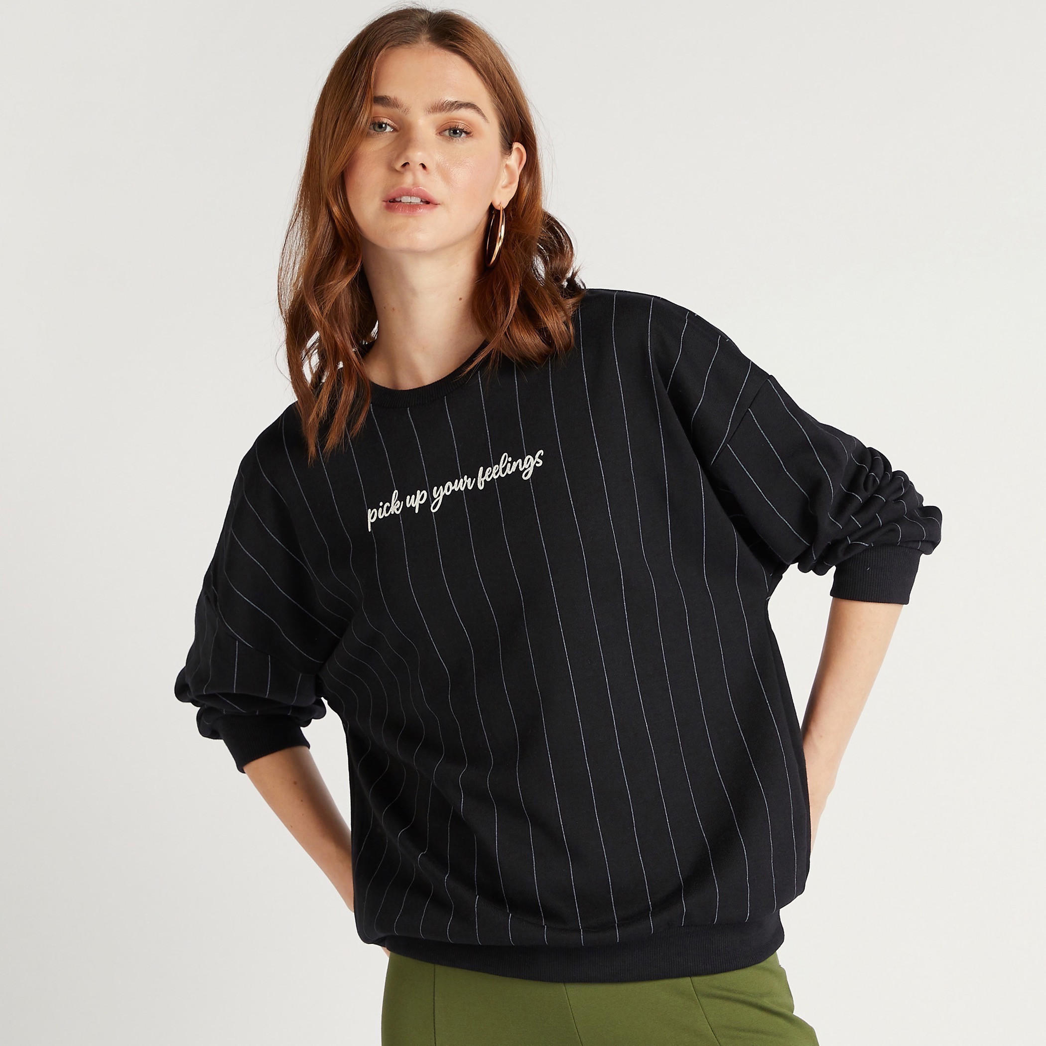 Striped and Text Print Sweatshirt with Long Sleeves-women-winterwear-hoodiesandsweatshirts-sweatshirts-image-1