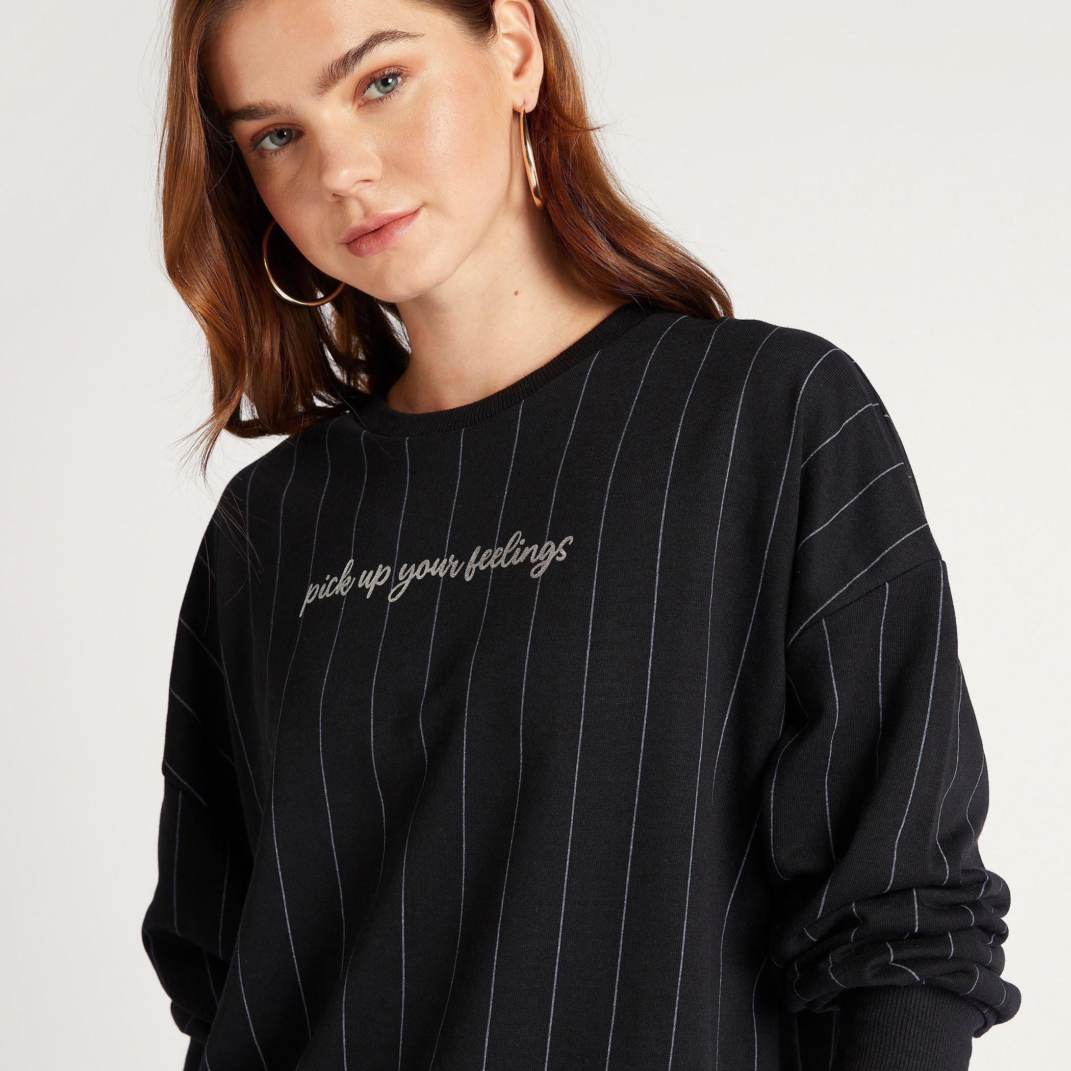 Striped and Text Print Sweatshirt with Long Sleeves-women-winterwear-hoodiesandsweatshirts-sweatshirts-image-3