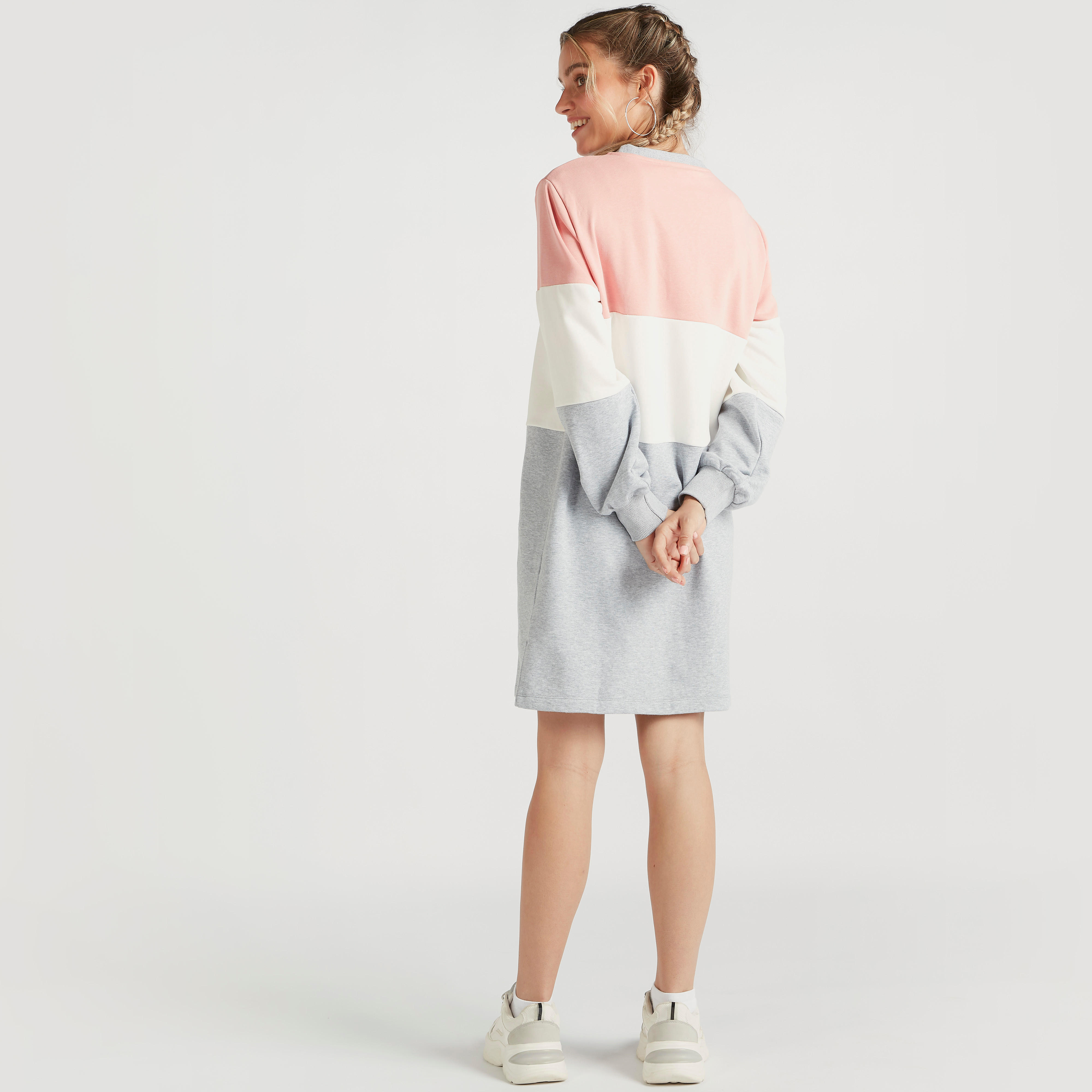 فستان سويت شيرت قصير بطبعات وأكمام طويلة-women-clothing-dresses-image-4