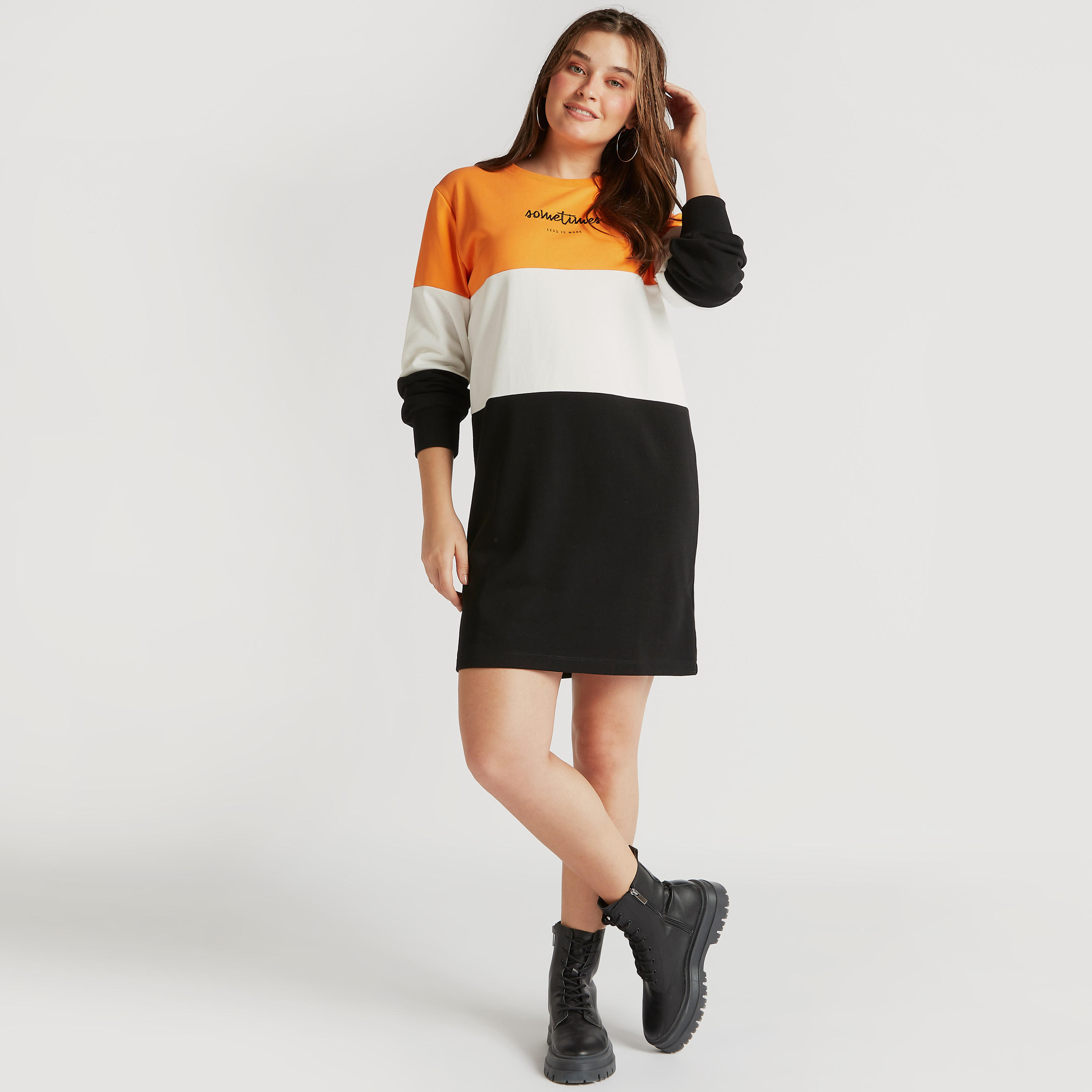 فستان جامبر قصير مطرّز بأكمام طويلة-women-clothing-dresses-image-2