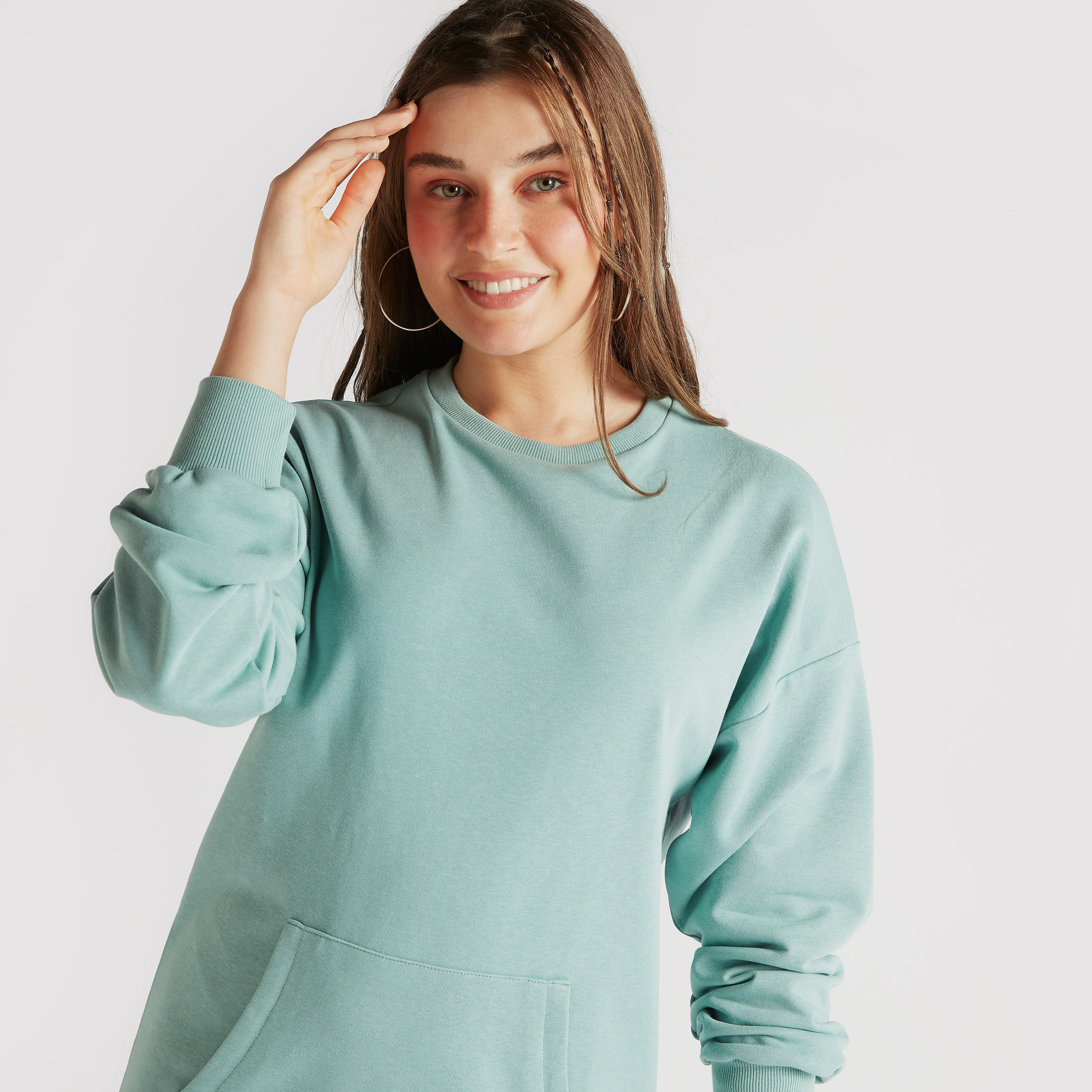 Solid Sweat Dress with Pocket and Long Sleeves-women-clothing-dresses-image-5