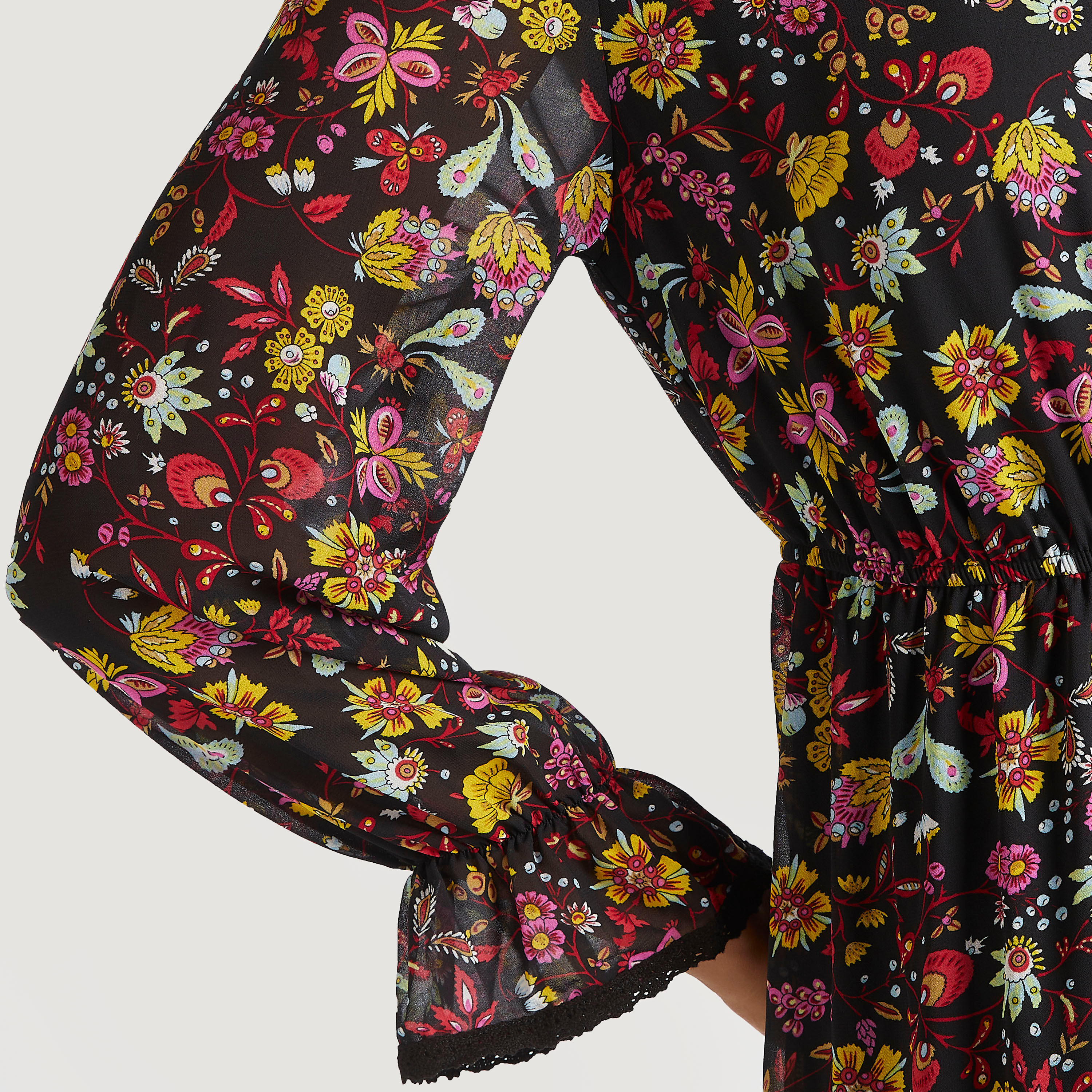 فستان متعدّد الطبقات ميدي إيه لاين بطبعات أزهار وأكمام طويلة وخصر مطّاطي-women-clothing-dresses-image-5