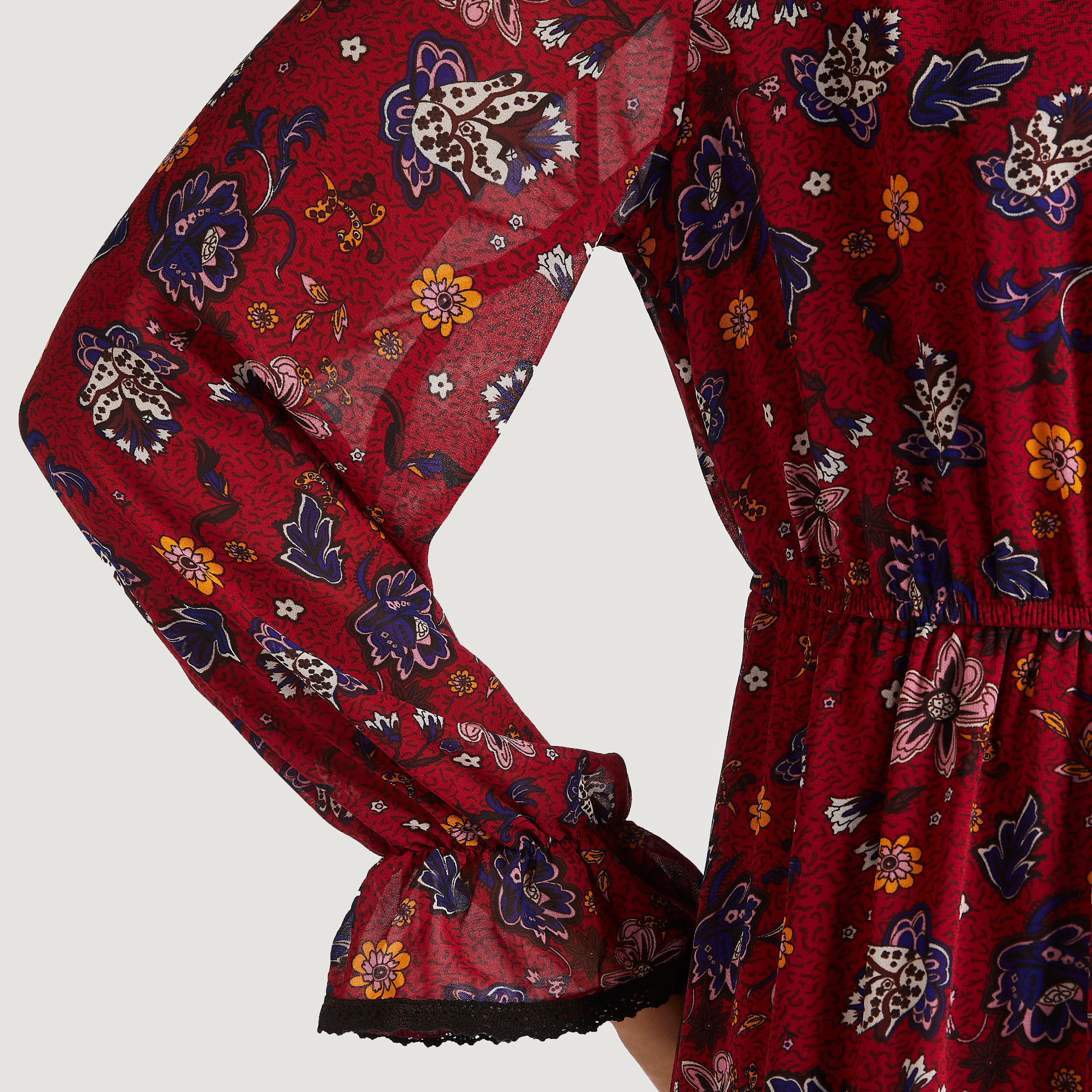 فستان متعدّد الطبقات ميدي إيه لاين بطبعات أزهار وأكمام طويلة وخصر مطّاطي-women-clothing-dresses-image-5