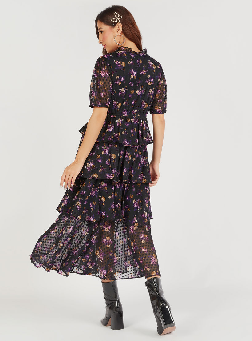 فستان إيه لاين ميدي متعدد الطبقات بطبعات أزهار ومنفوش-women-clothing-dresses-image-4