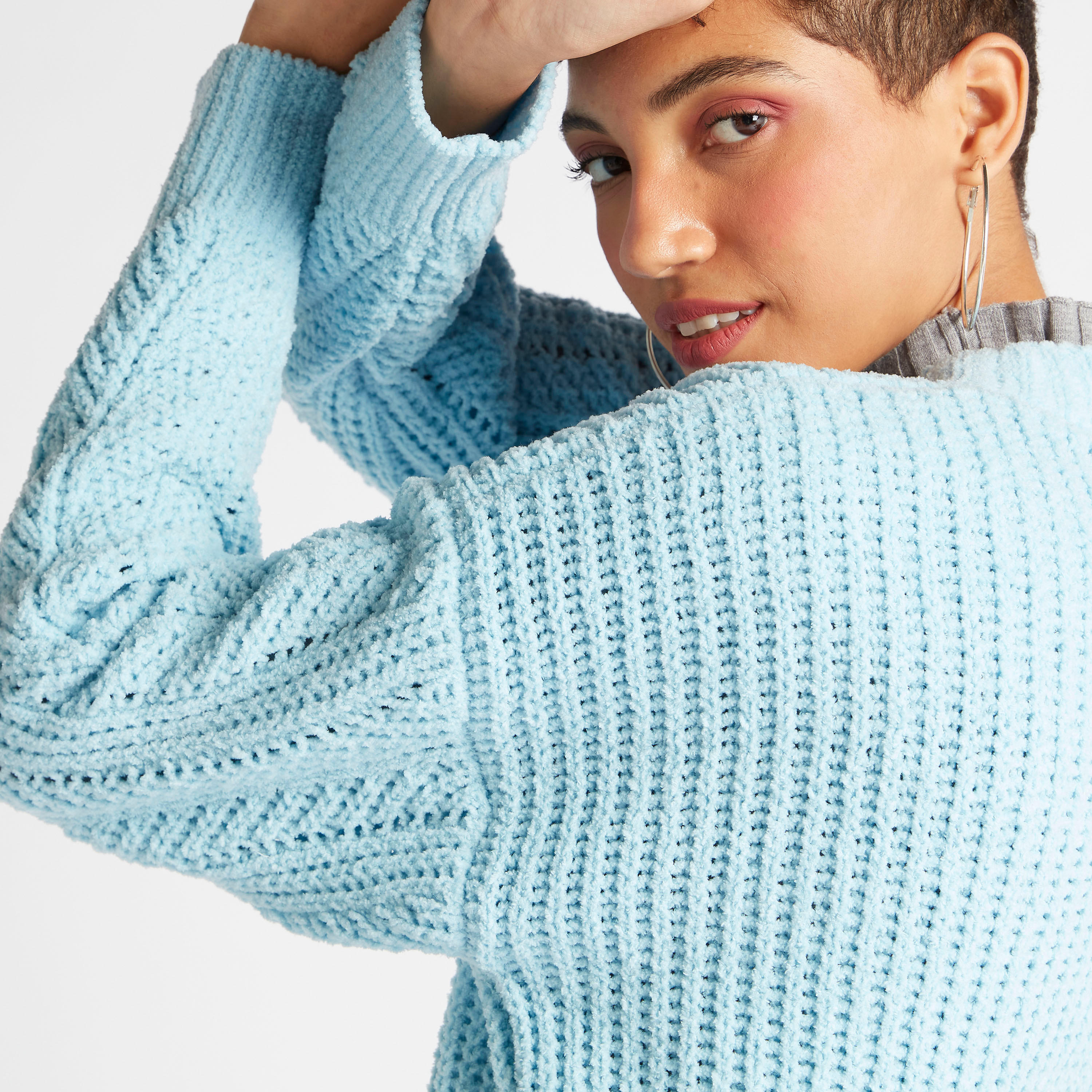 سترة طويلة بارز الملمس بأكمام طويلة وجيوب-women-winterwear-cardigansandjumpers-cardigans-image-3