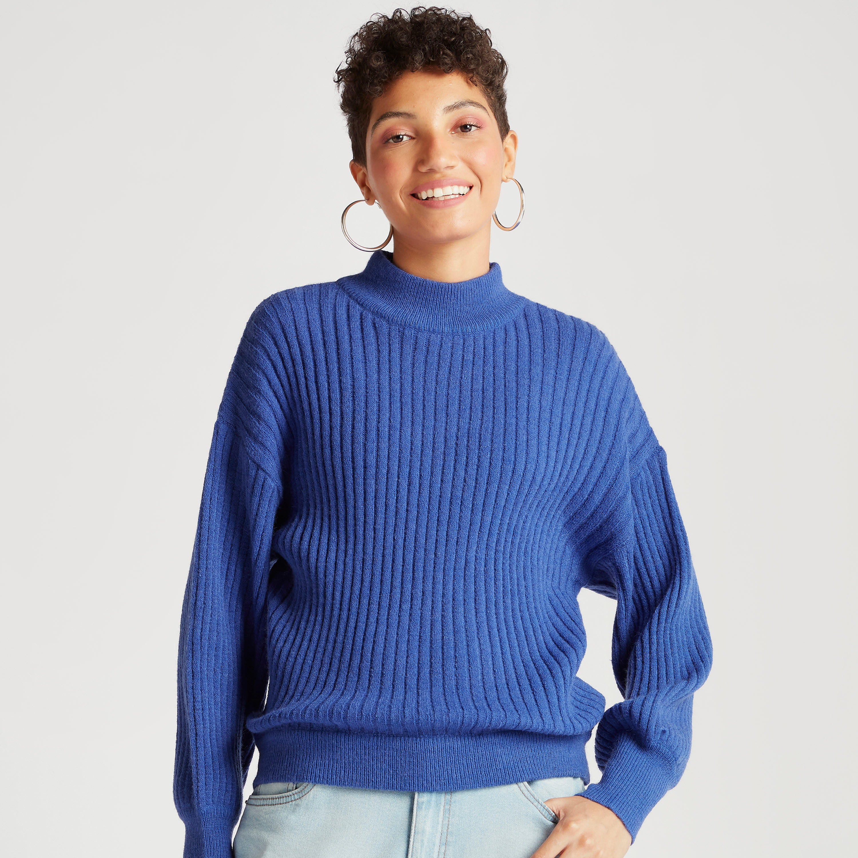 كنزة بارزة الملمس بياقة عالية وأكمام طويلة-women-clothing-cardigansandjumpers-jumpers-image-1