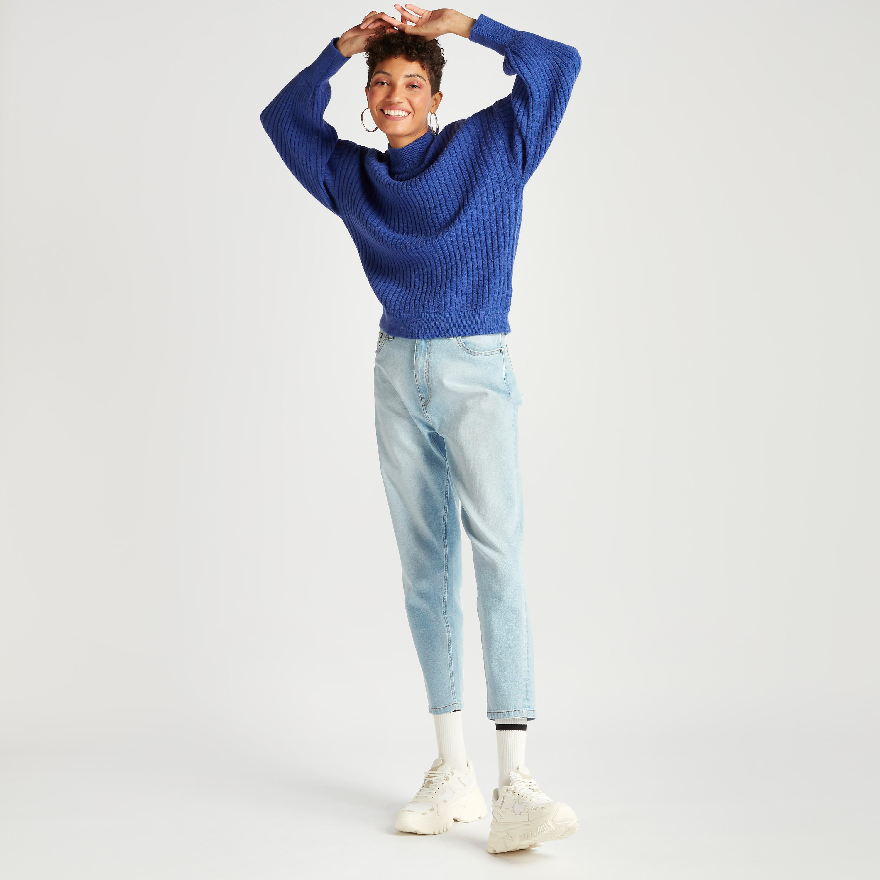 كنزة بارزة الملمس بياقة عالية وأكمام طويلة-women-clothing-cardigansandjumpers-jumpers-image-2