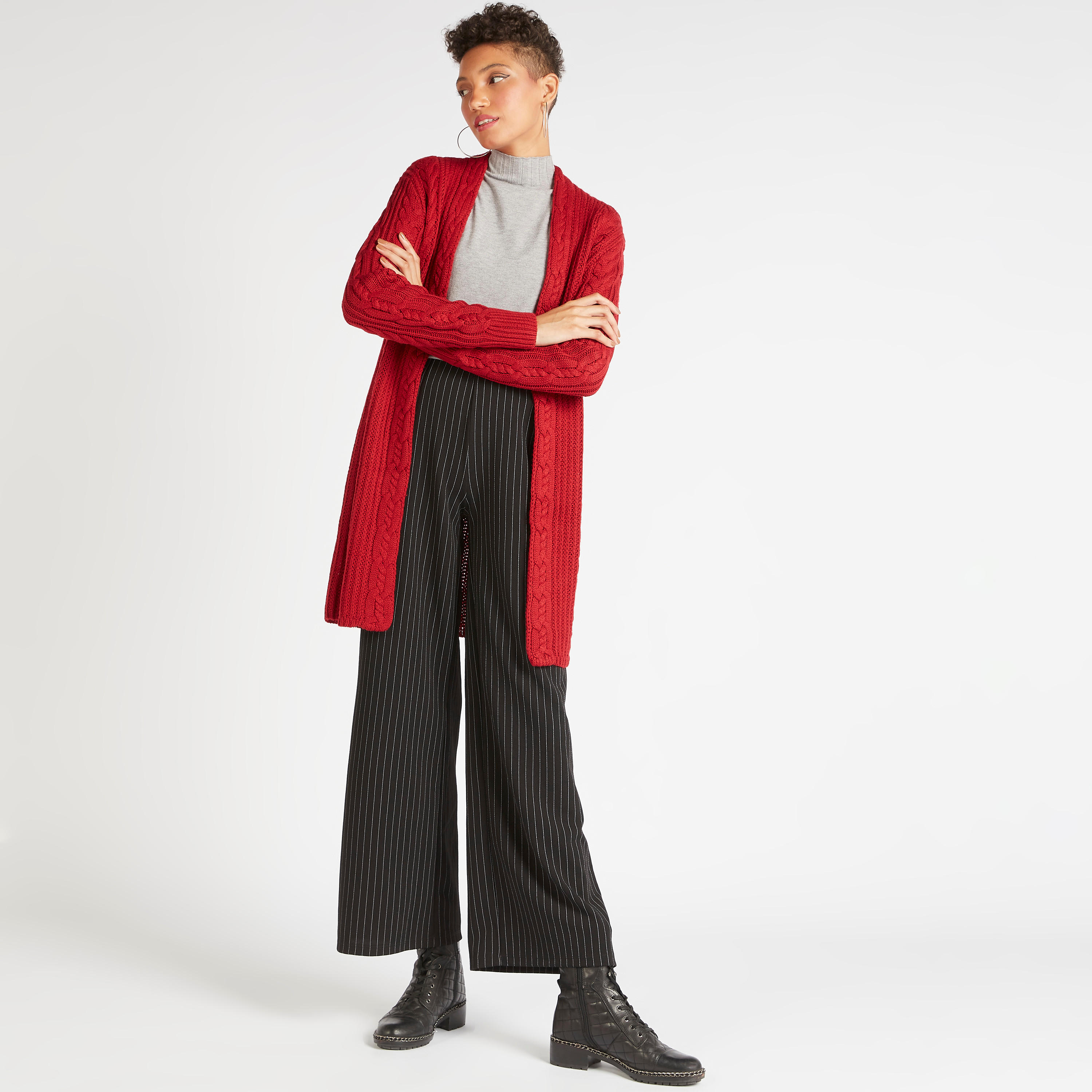 سترة بارزة الملمس بأكمام طويلة-women-winterwear-cardigansandjumpers-cardigans-image-2