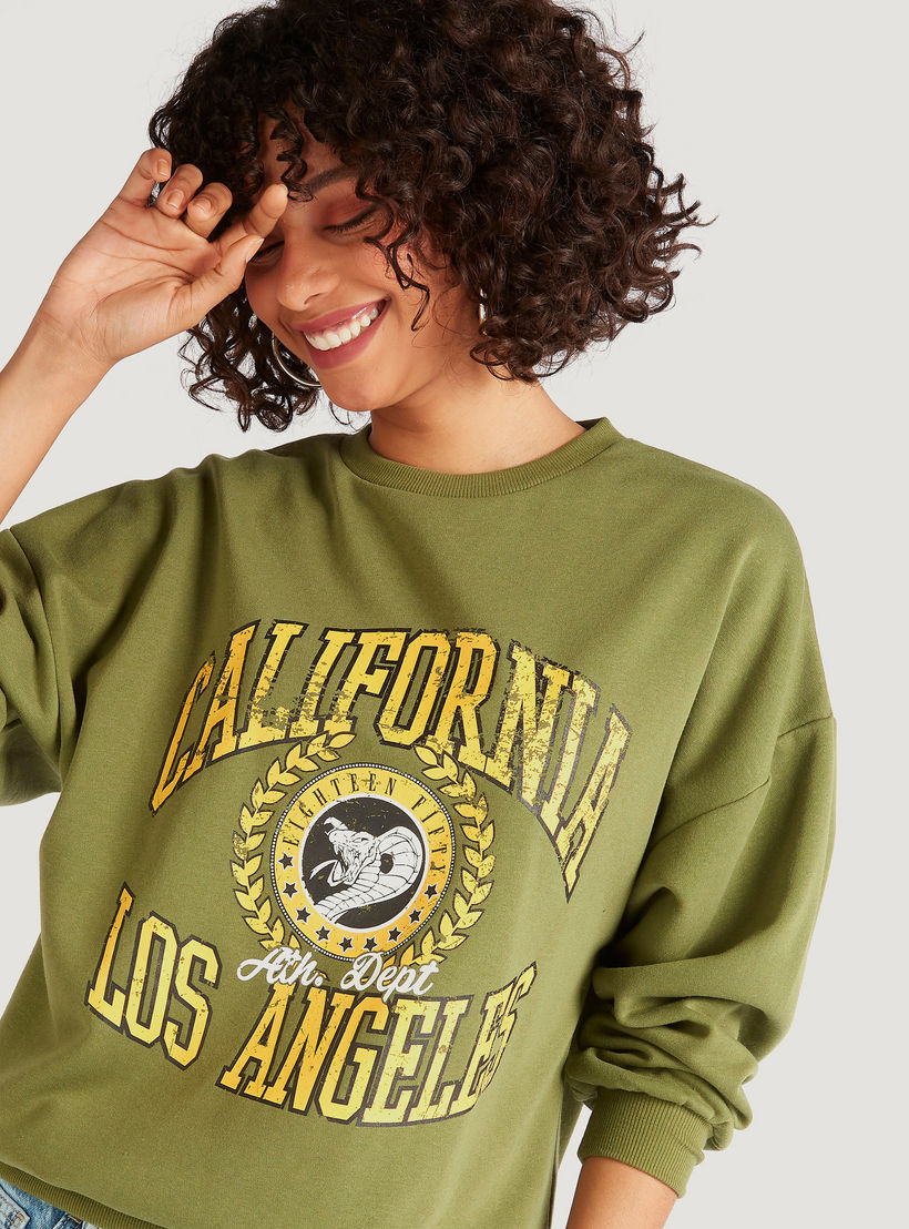 Printed Crew Neck Sweatshirt with Long Sleeves-women-winterwear-hoodiesandsweatshirts-sweatshirts-image-1