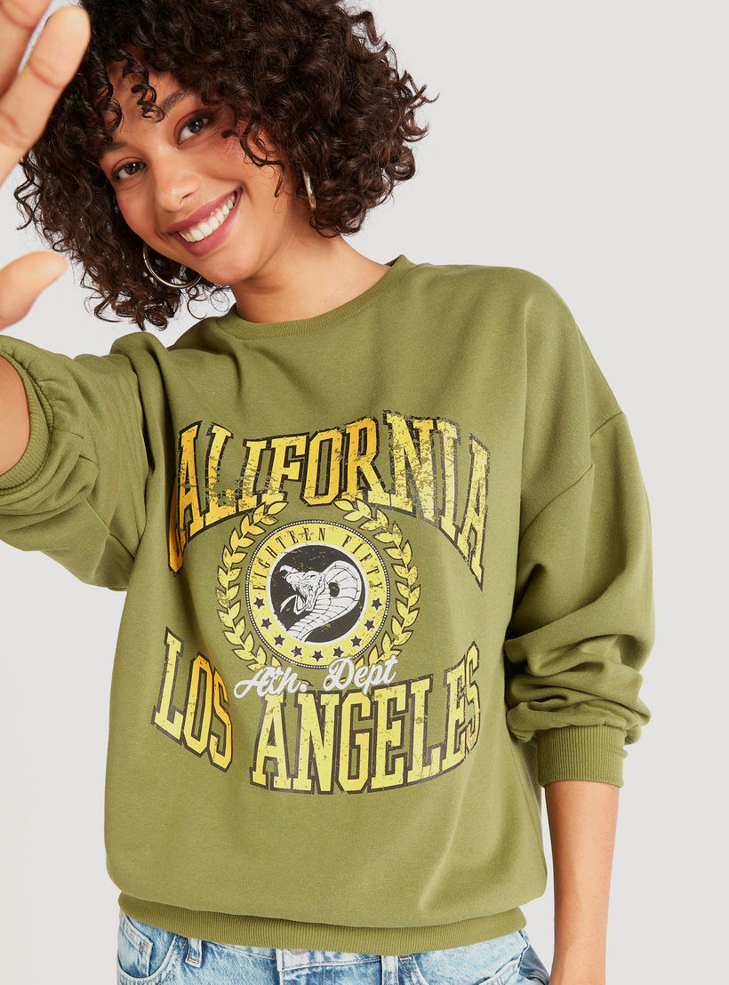 Printed Crew Neck Sweatshirt with Long Sleeves-women-winterwear-hoodiesandsweatshirts-sweatshirts-image-3