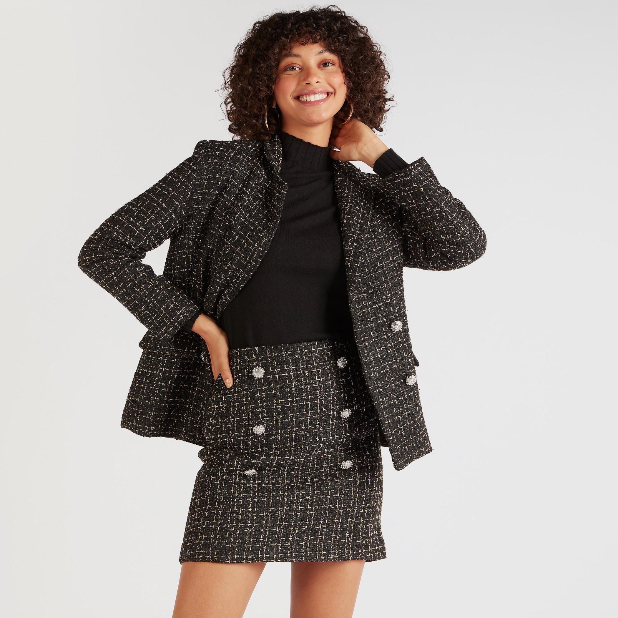 Checked Lightweight Jacket with Long Sleeves-women-winterwear-coatsandjackets-jackets-image-1