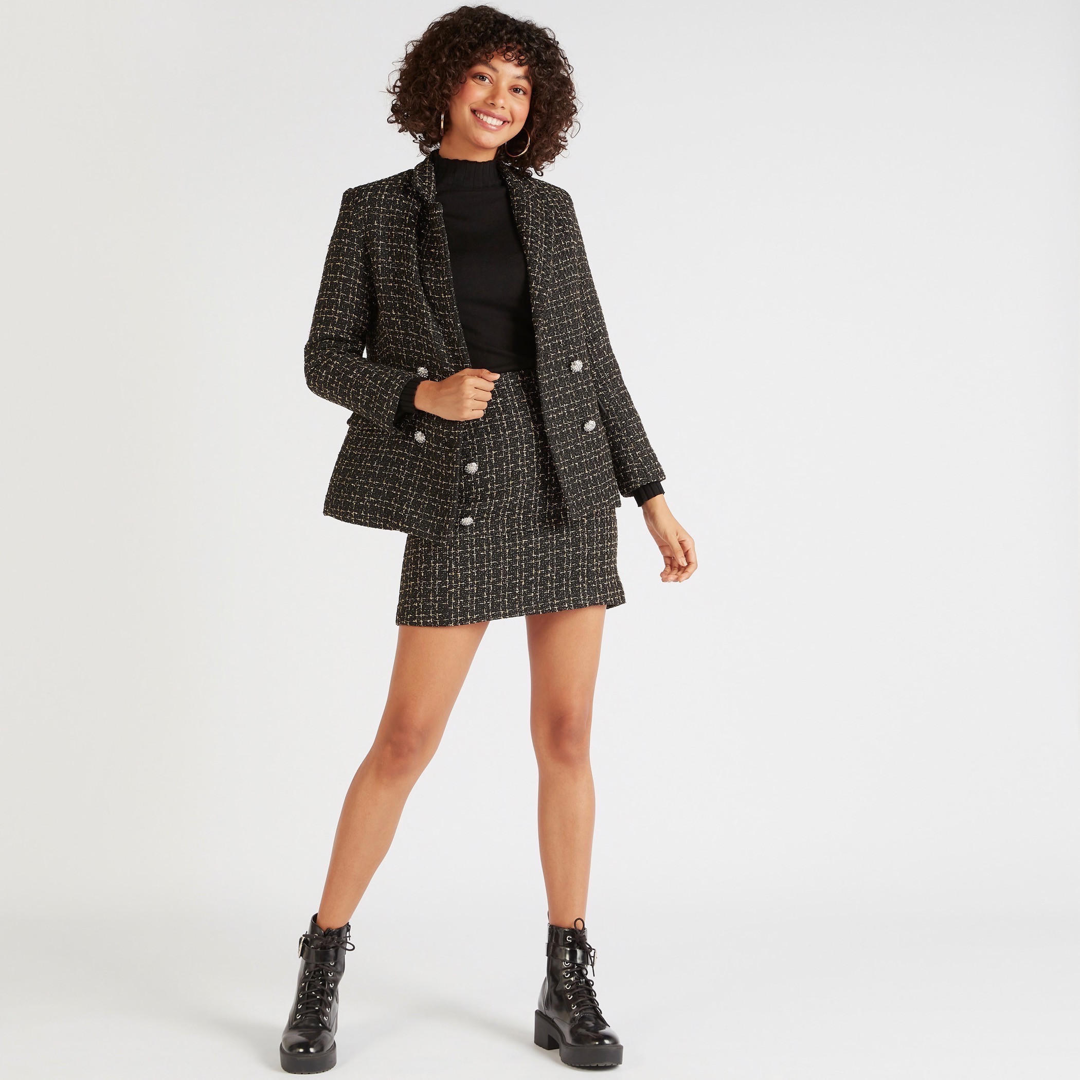 Checked Lightweight Jacket with Long Sleeves-women-winterwear-coatsandjackets-jackets-image-2