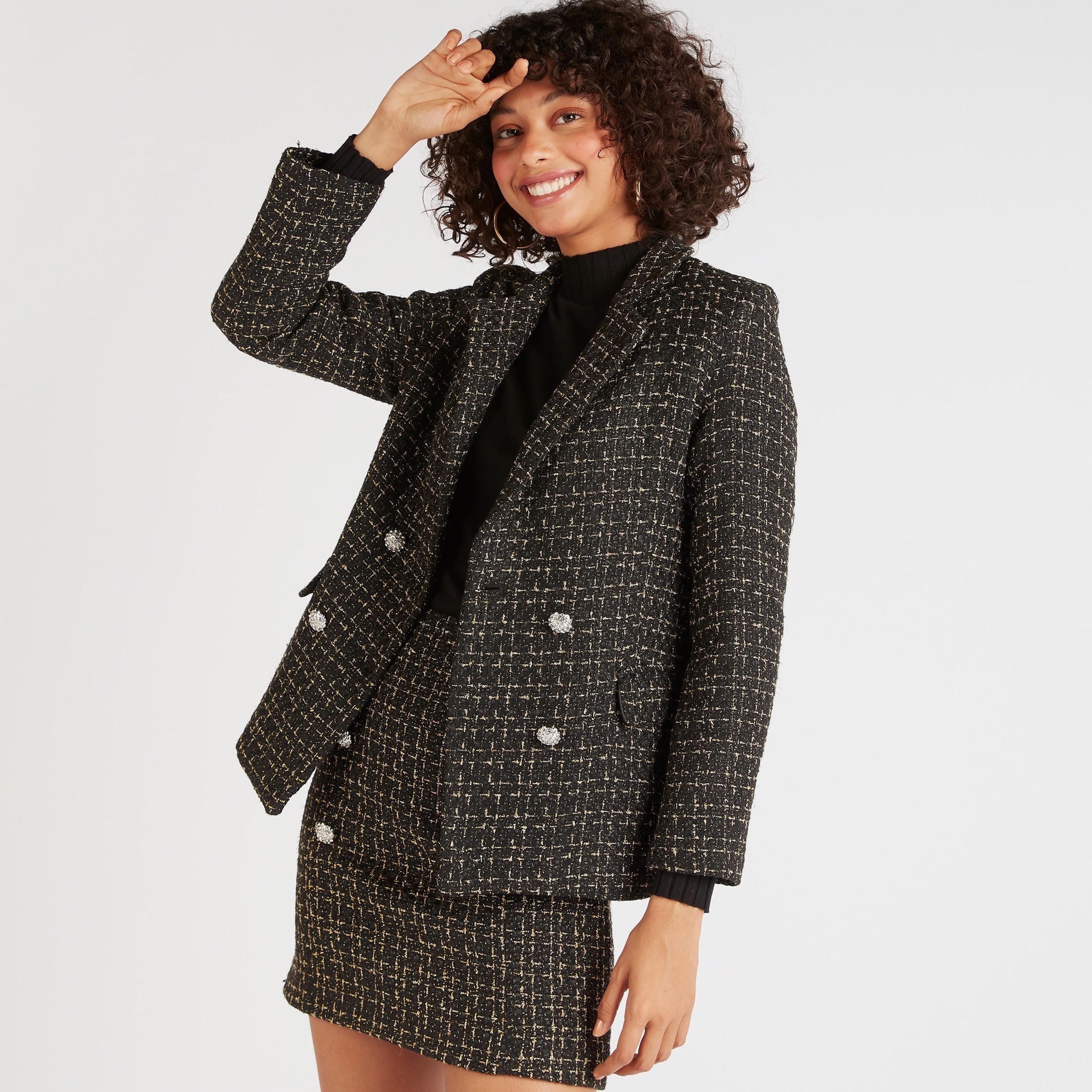 Checked Lightweight Jacket with Long Sleeves-women-winterwear-coatsandjackets-jackets-image-5