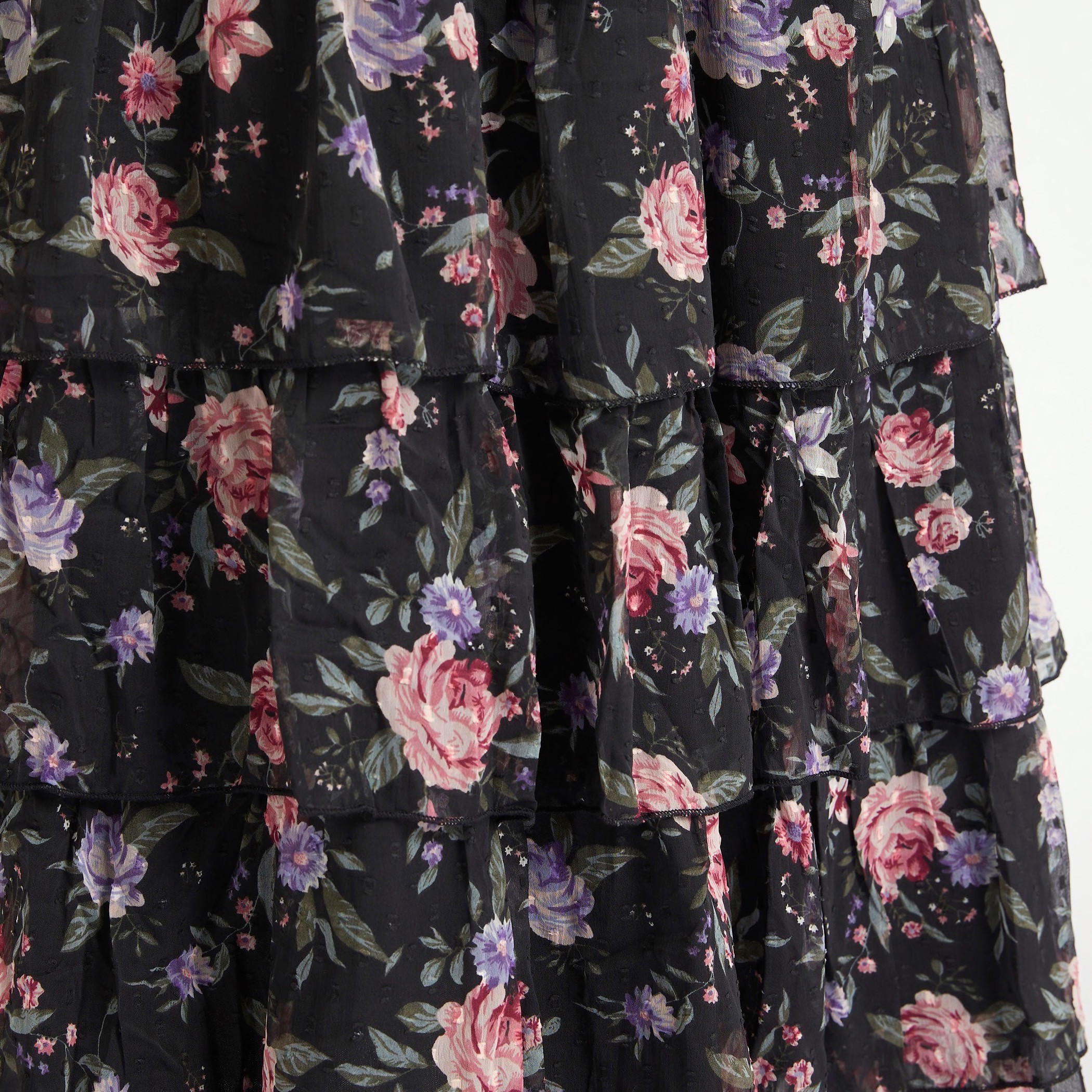 فستان طويل إيه لاين دون أكمام بطبعات أزهار وتفاصيل كشكش-women-clothing-dresses-image-5