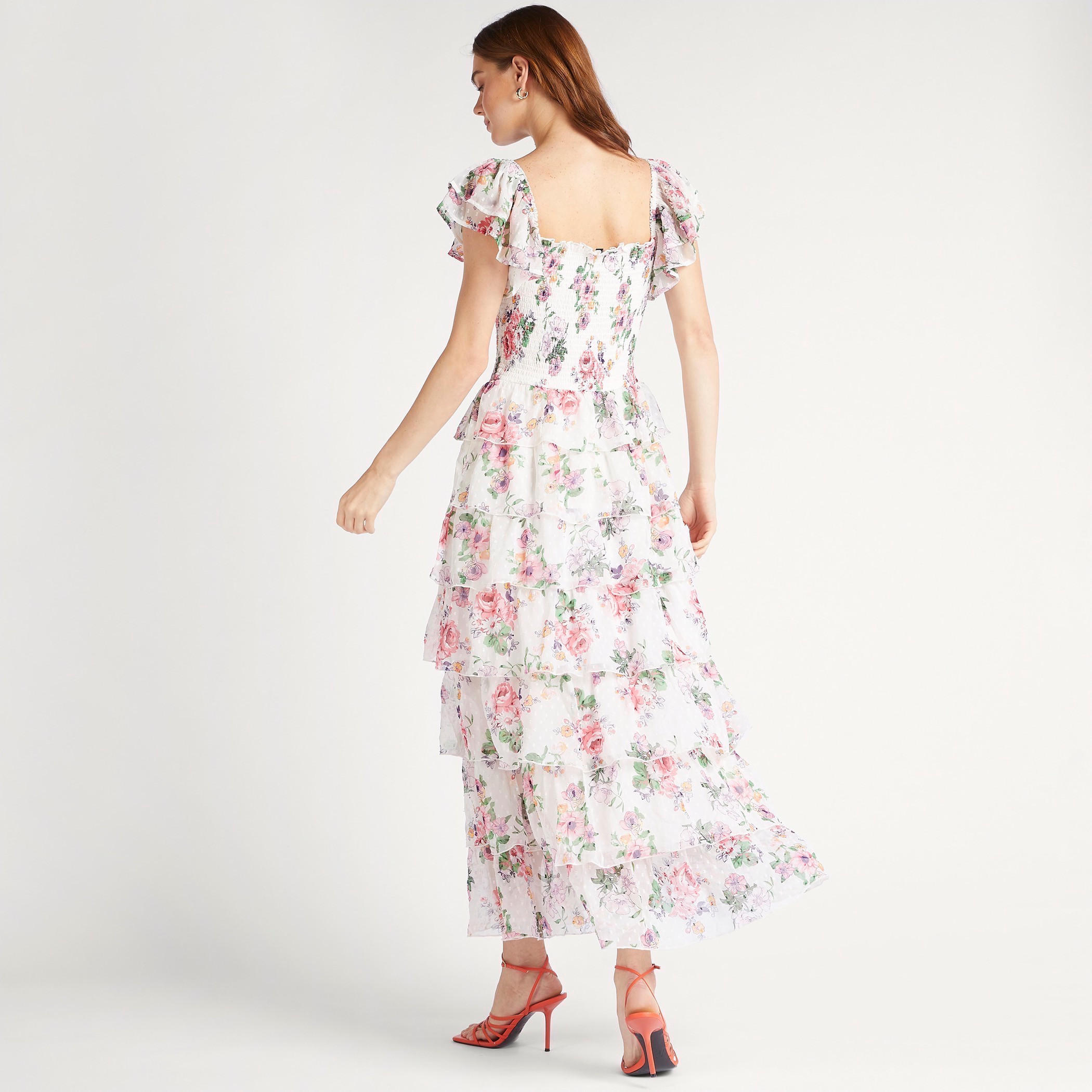 فستان طويل إيه لاين دون أكمام بياقة مربّعة وطبعات أزهار وتفاصيل كشكش-women-clothing-dresses-image-4