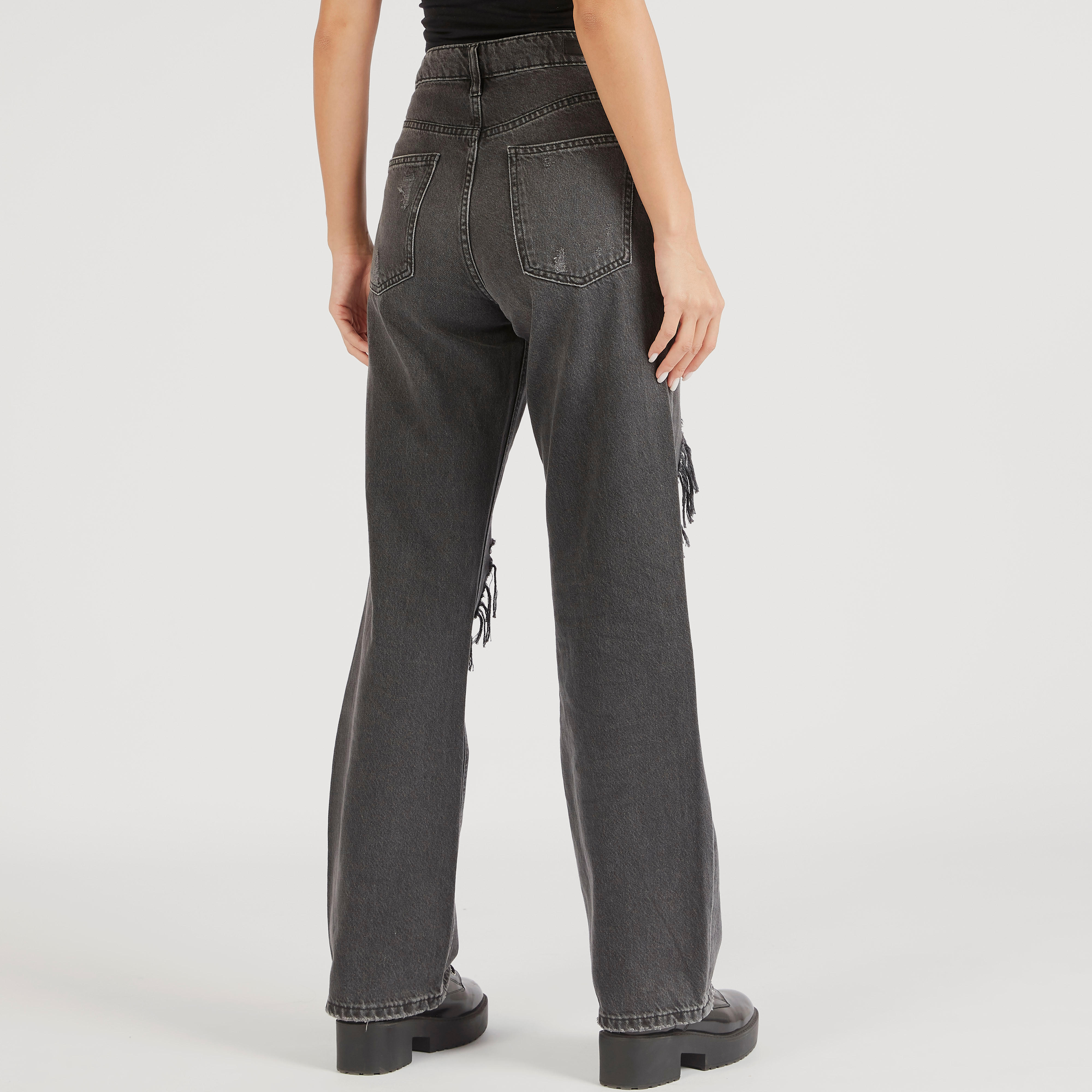 بنطلون جينز مضلع بخصر مرتفع وجيوب وأزرار للإغلاق-women-clothing-bottoms-jeans-image-4