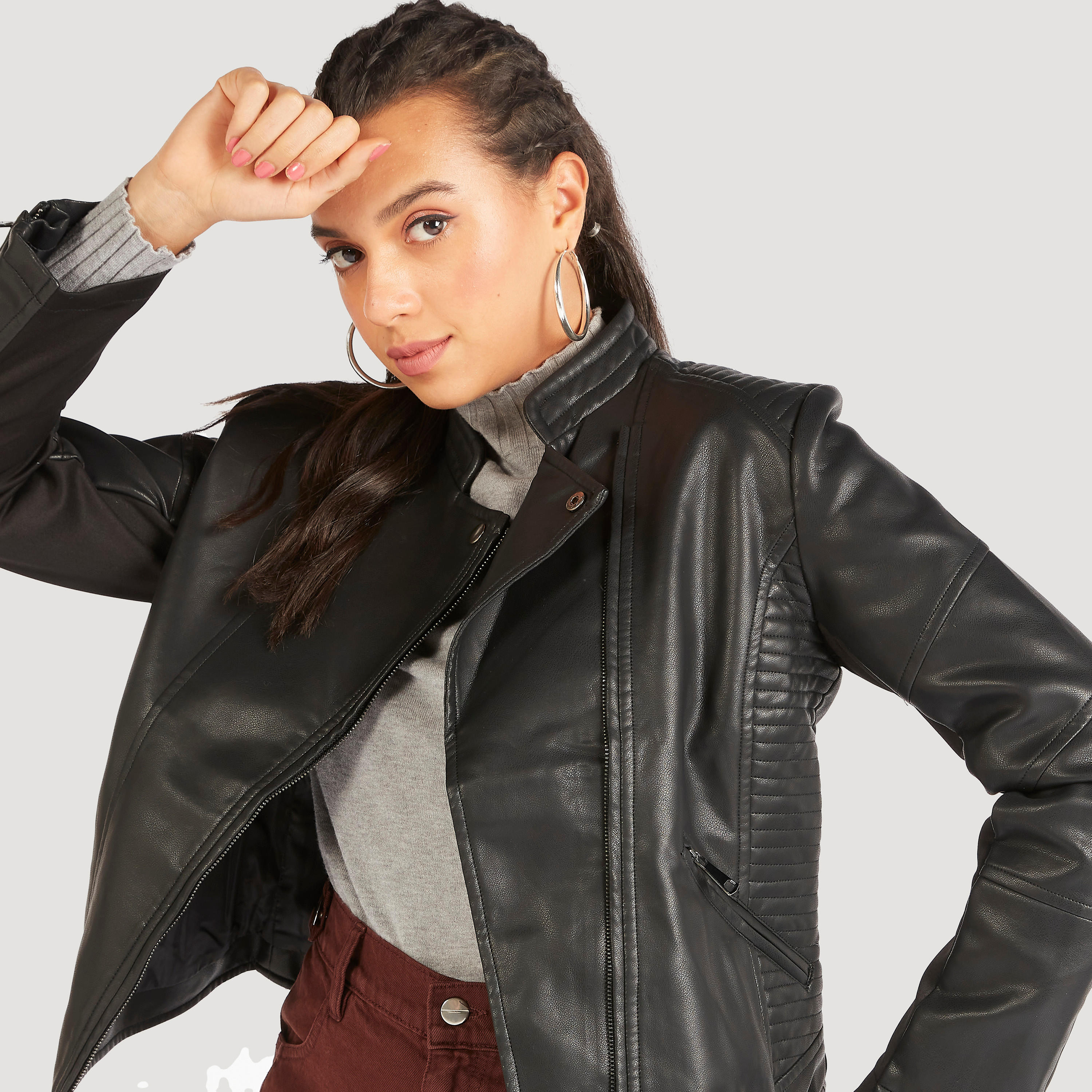 جاكيت بايكر بسحّاب وأكمام طويلة وجيوب-women-winterwear-coatsandjackets-jackets-image-7