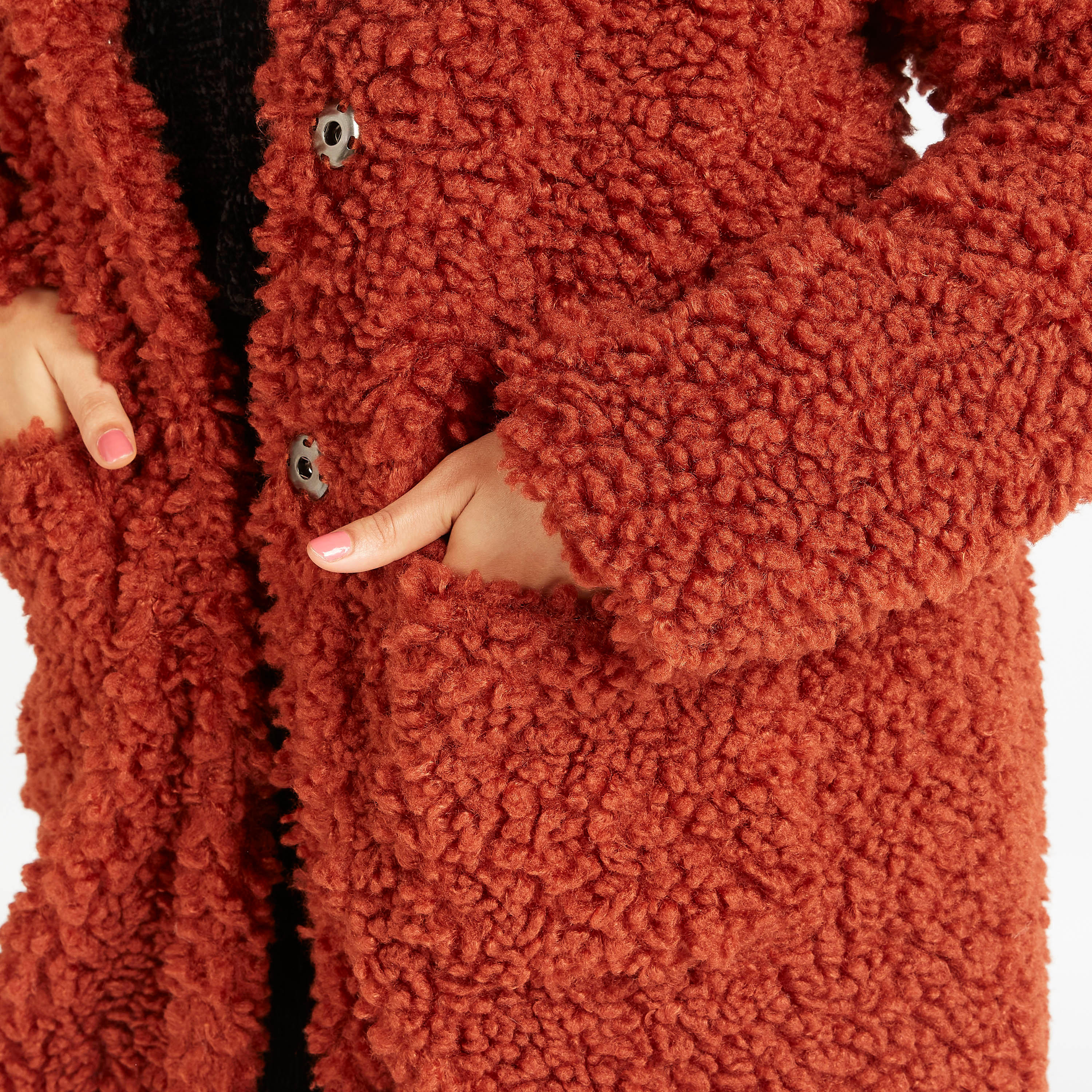 Fleece Coat with Long Sleeves and Lapel Collar-women-clothing-coatsandjackets-coats-image-3