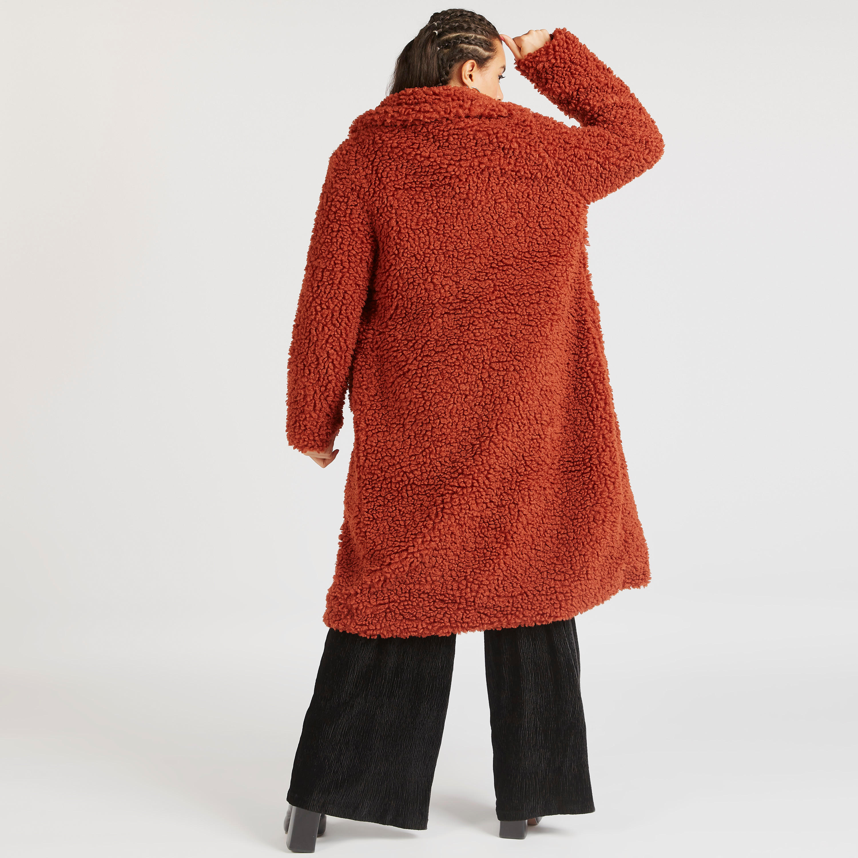 Fleece Coat with Long Sleeves and Lapel Collar-women-clothing-coatsandjackets-coats-image-4