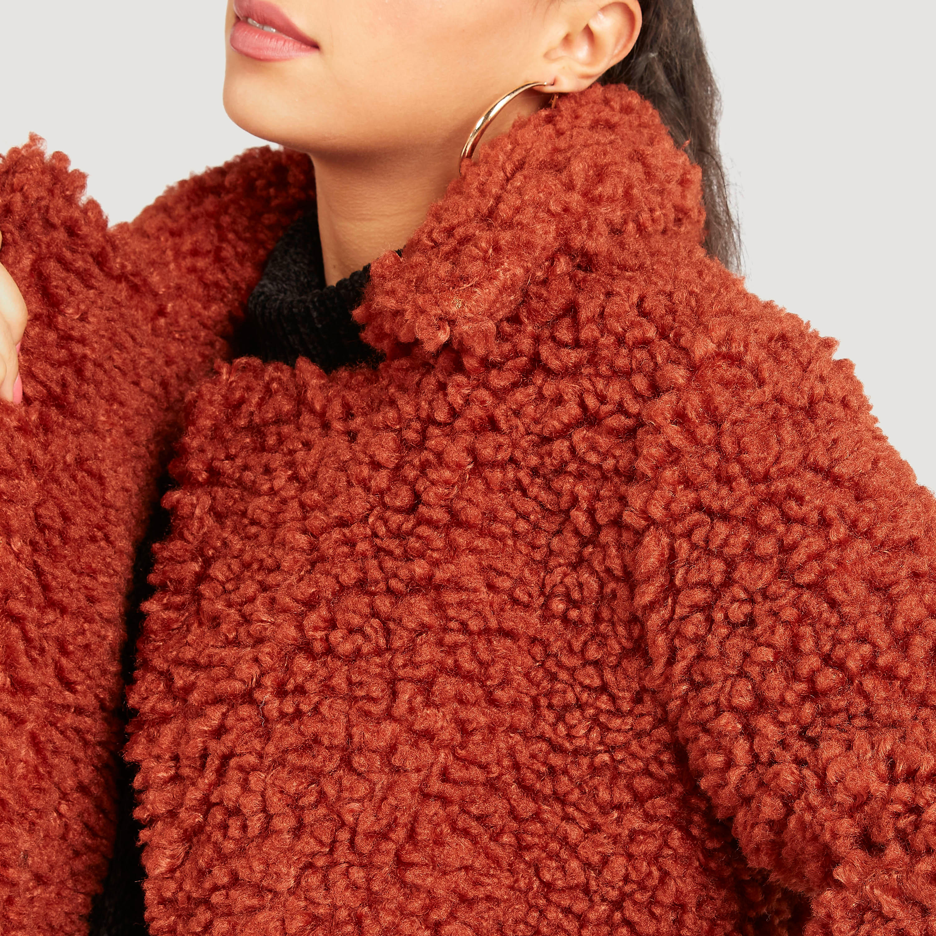 Fleece Coat with Long Sleeves and Lapel Collar-women-clothing-coatsandjackets-coats-image-7