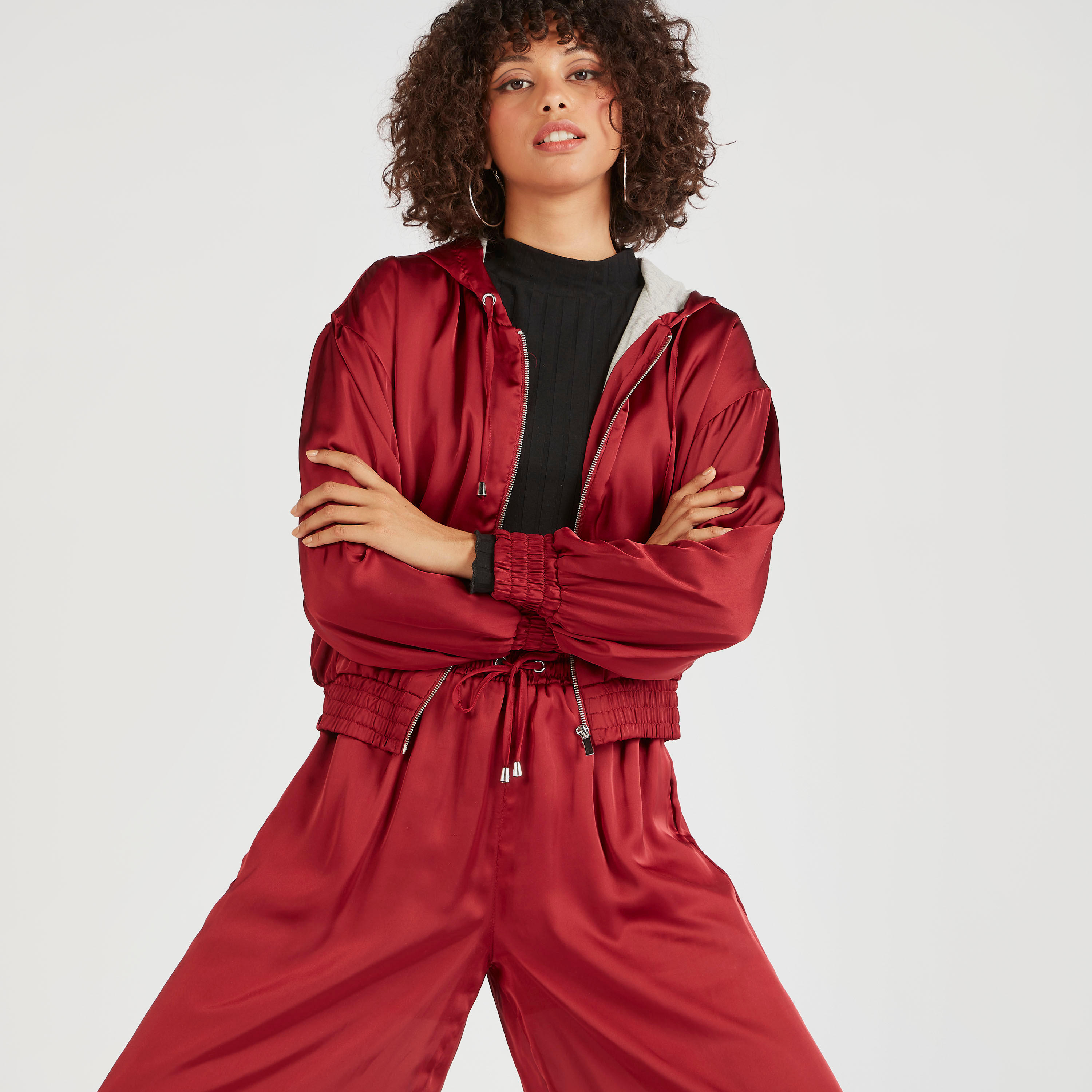 جاكيت سادة بسحّاب مع أكمام طويلة وقبّعة-women-winterwear-coatsandjackets-jackets-image-5