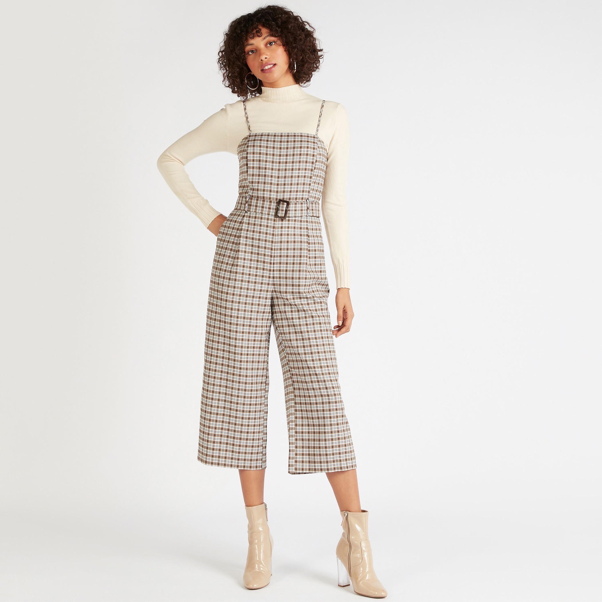 Checked Midi Jumpsuit with Belt and Pockets-women-clothing-jumpsuits-image-2