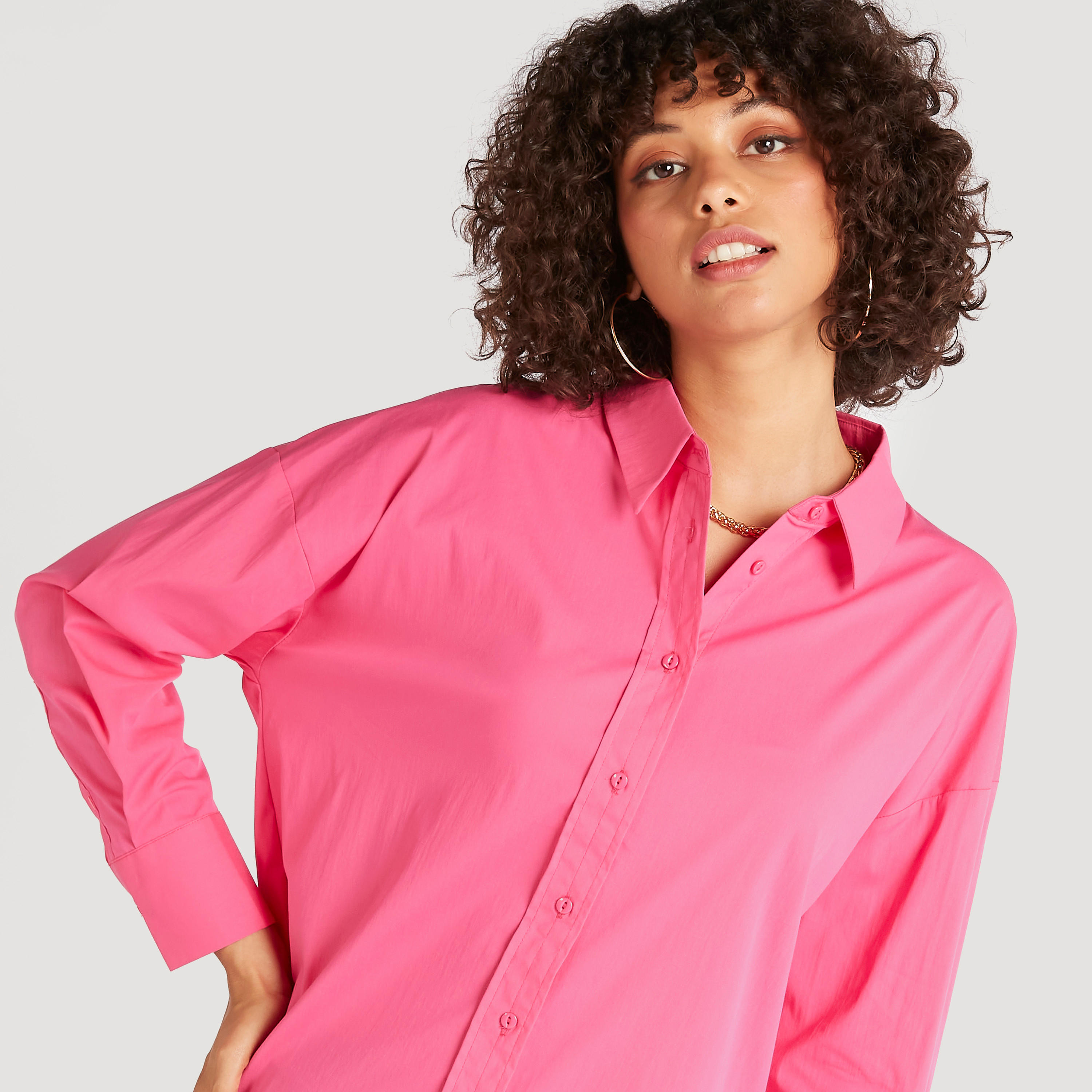 Solid Shirt with Spread Collar and Long Sleeves-women-clothing-shirtsandblouses-shirts-image-3