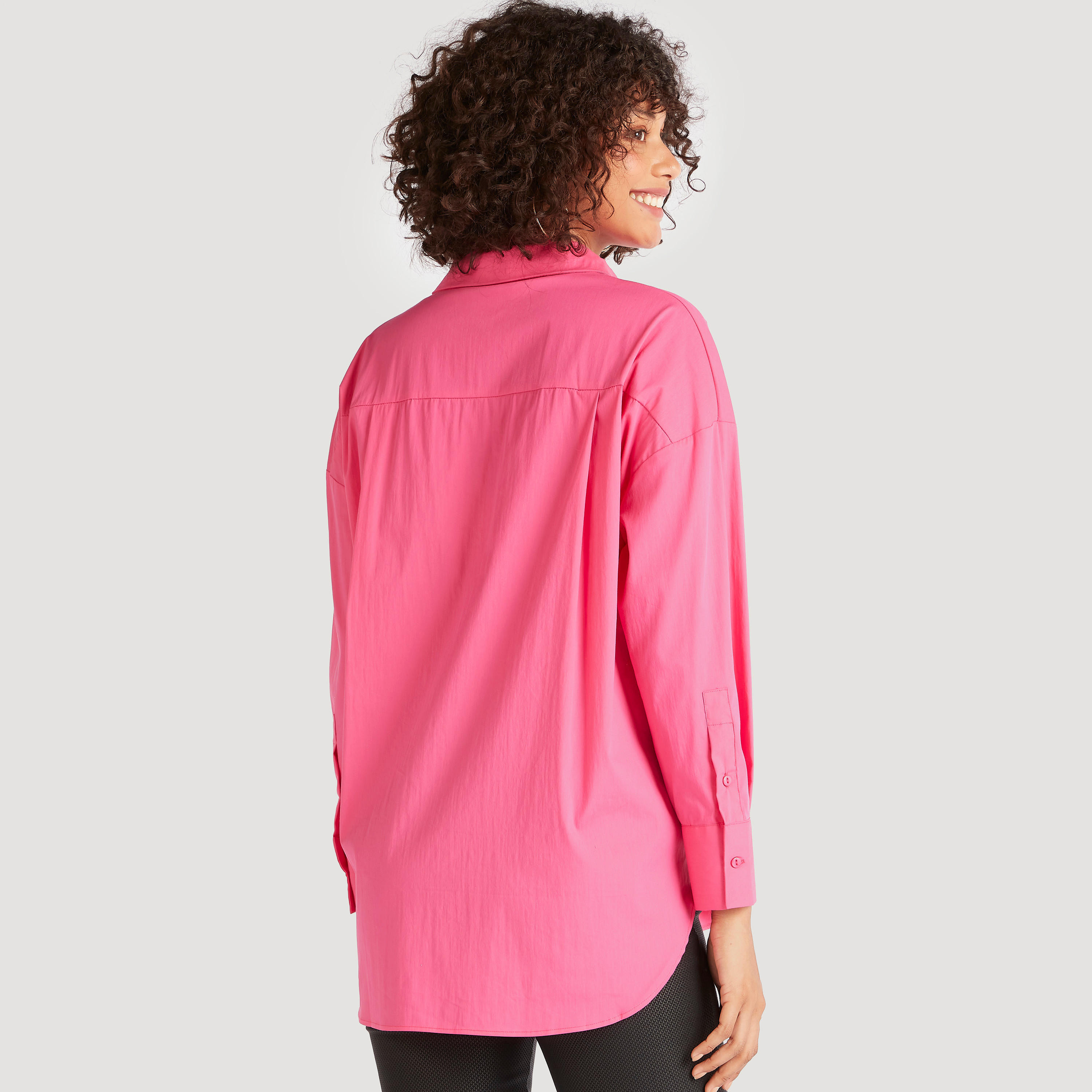 Solid Shirt with Spread Collar and Long Sleeves-women-clothing-shirtsandblouses-shirts-image-4