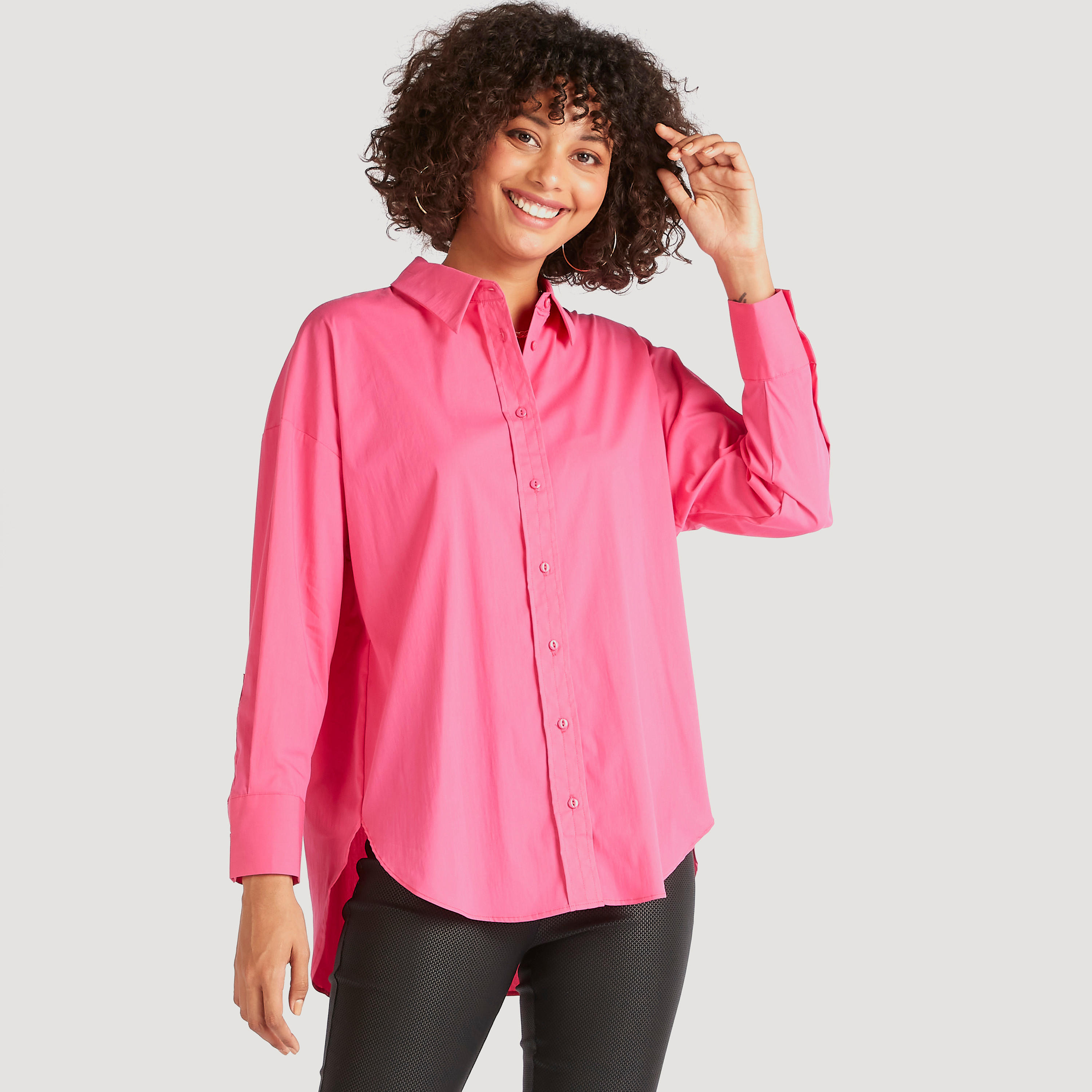Solid Shirt with Spread Collar and Long Sleeves-women-clothing-shirtsandblouses-shirts-image-5