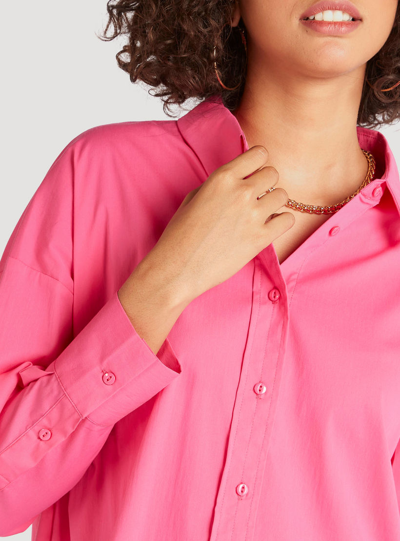 Solid Shirt with Spread Collar and Long Sleeves-women-clothing-shirtsandblouses-shirts-image-6