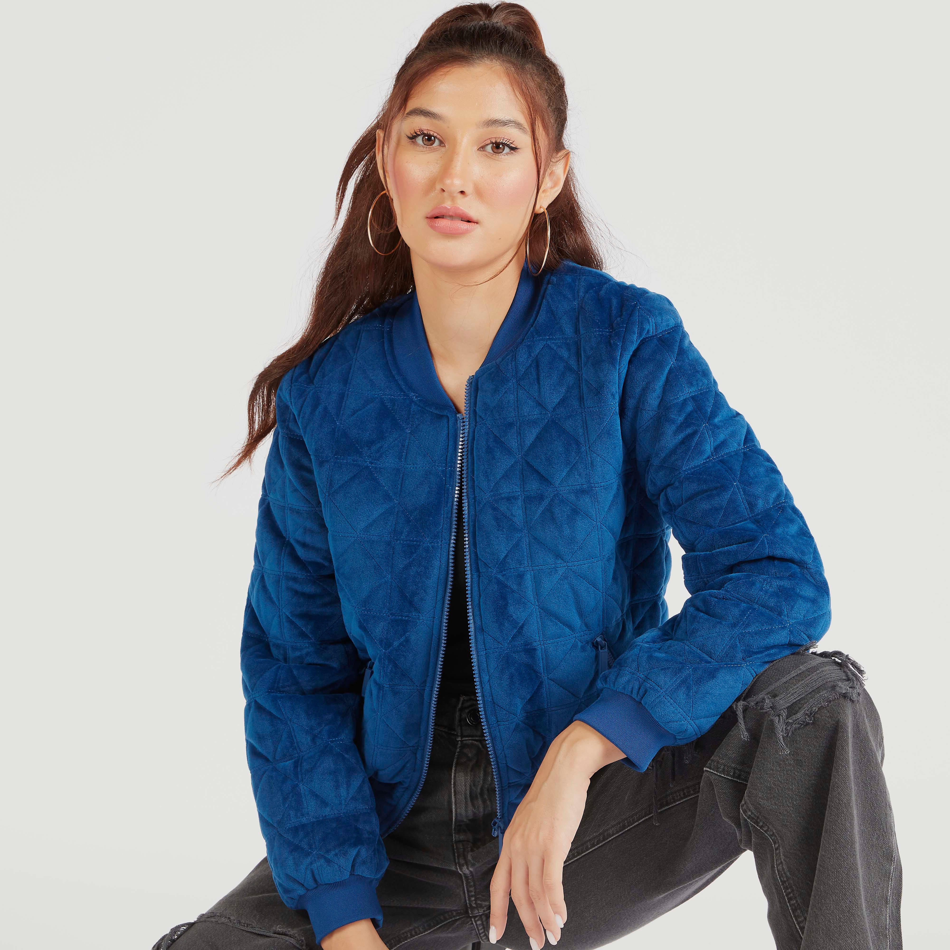 جاكيت بومبر مبطّن بسحّاب وجيوب وأكمام طويلة-women-winterwear-coatsandjackets-jackets-image-6