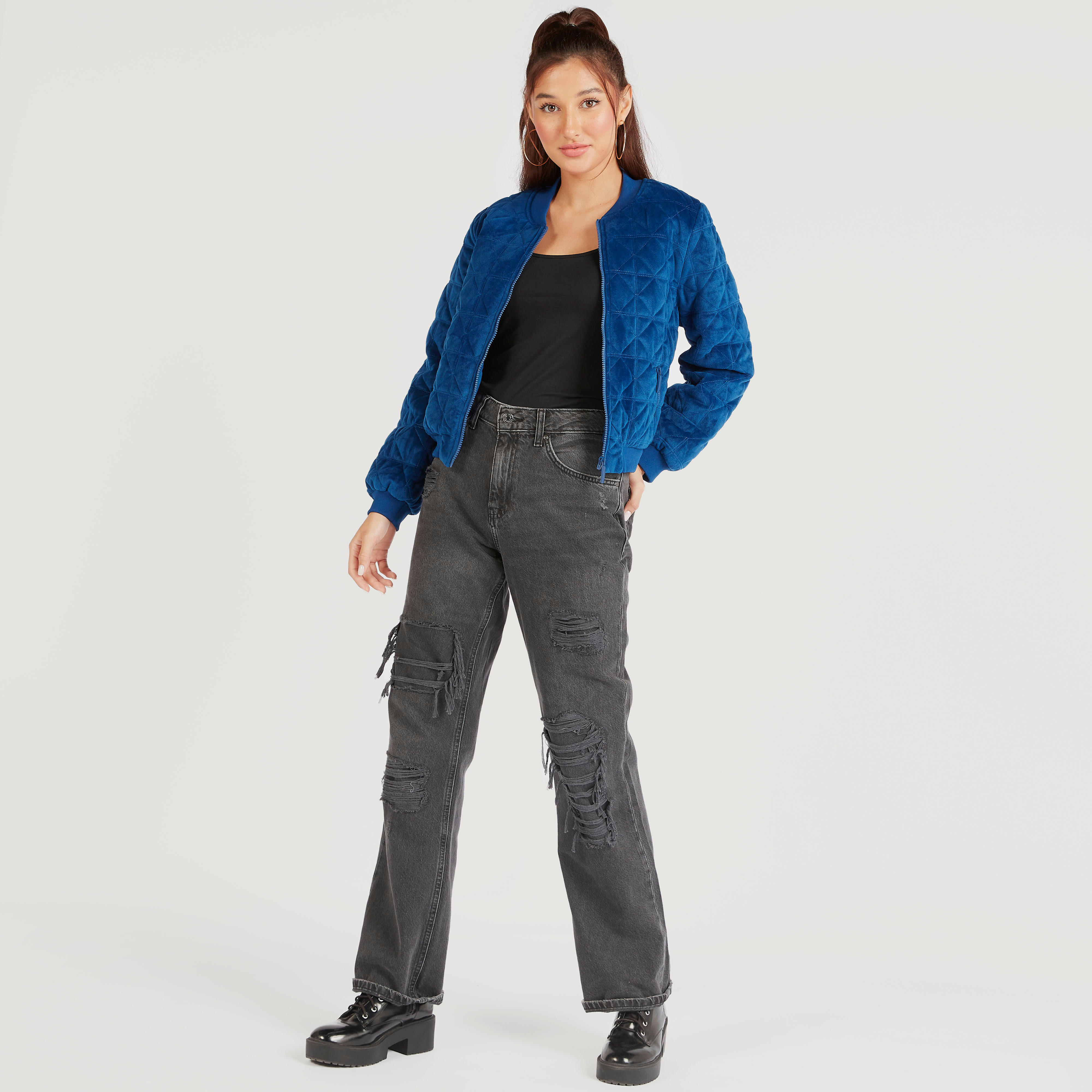 جاكيت بومبر مبطّن بسحّاب وجيوب وأكمام طويلة-women-winterwear-coatsandjackets-jackets-image-5