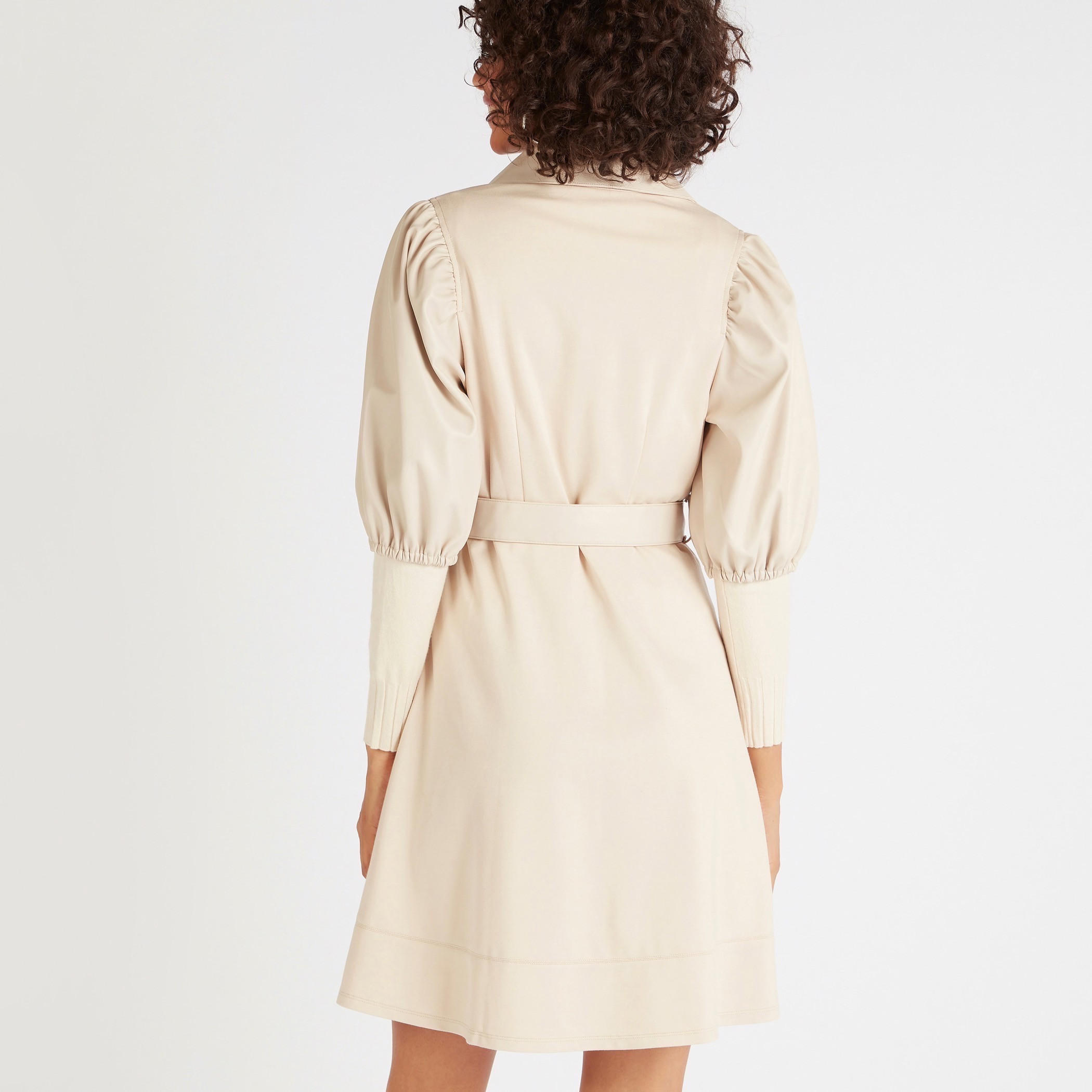Solid Mini A-line Collared Dress with Short Sleeves and Belt-women-clothing-dresses-image-4