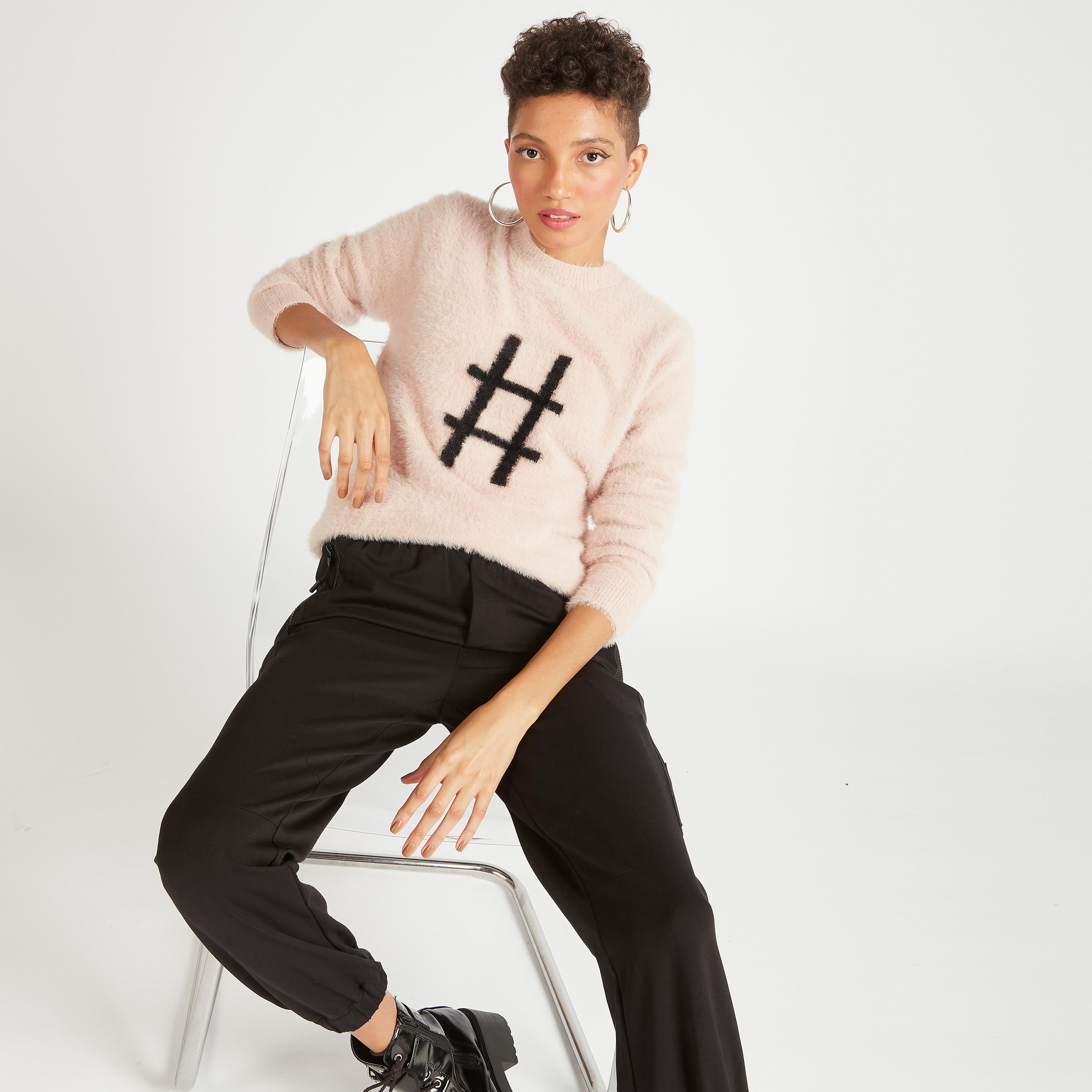 كنزة بارزة الملمس بياقة ضيقة وأكمام طويلة-women-clothing-cardigansandjumpers-jumpers-image-2