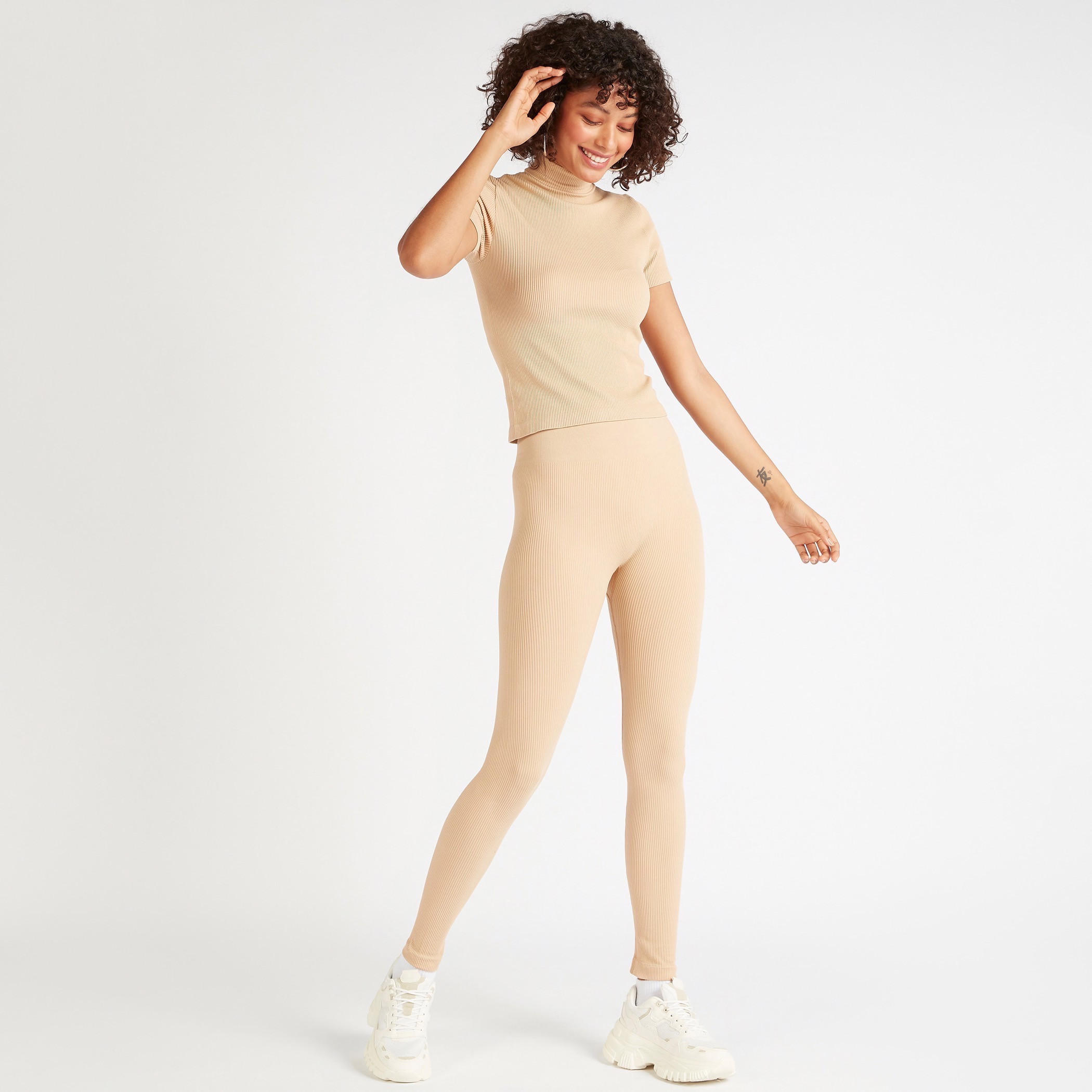 بنطلون ضيق بارز الملمس بخصر مطاطي مرتفع-women-clothing-bottoms-leggings-image-5