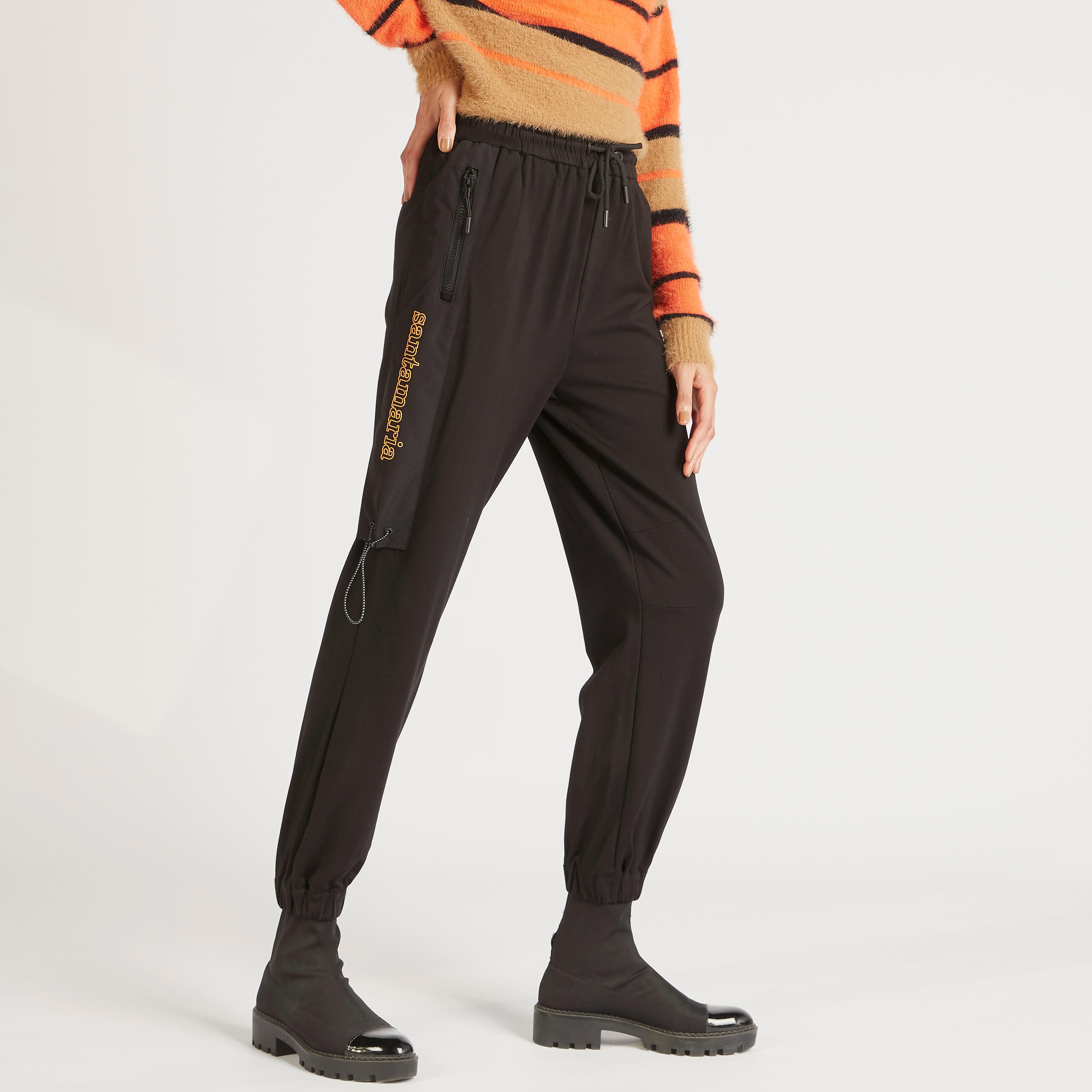 بنطلون رياضي بقصّة مريحة وخصر مرتفع ورباط إغلاق-women-clothing-bottoms-joggers-image-8