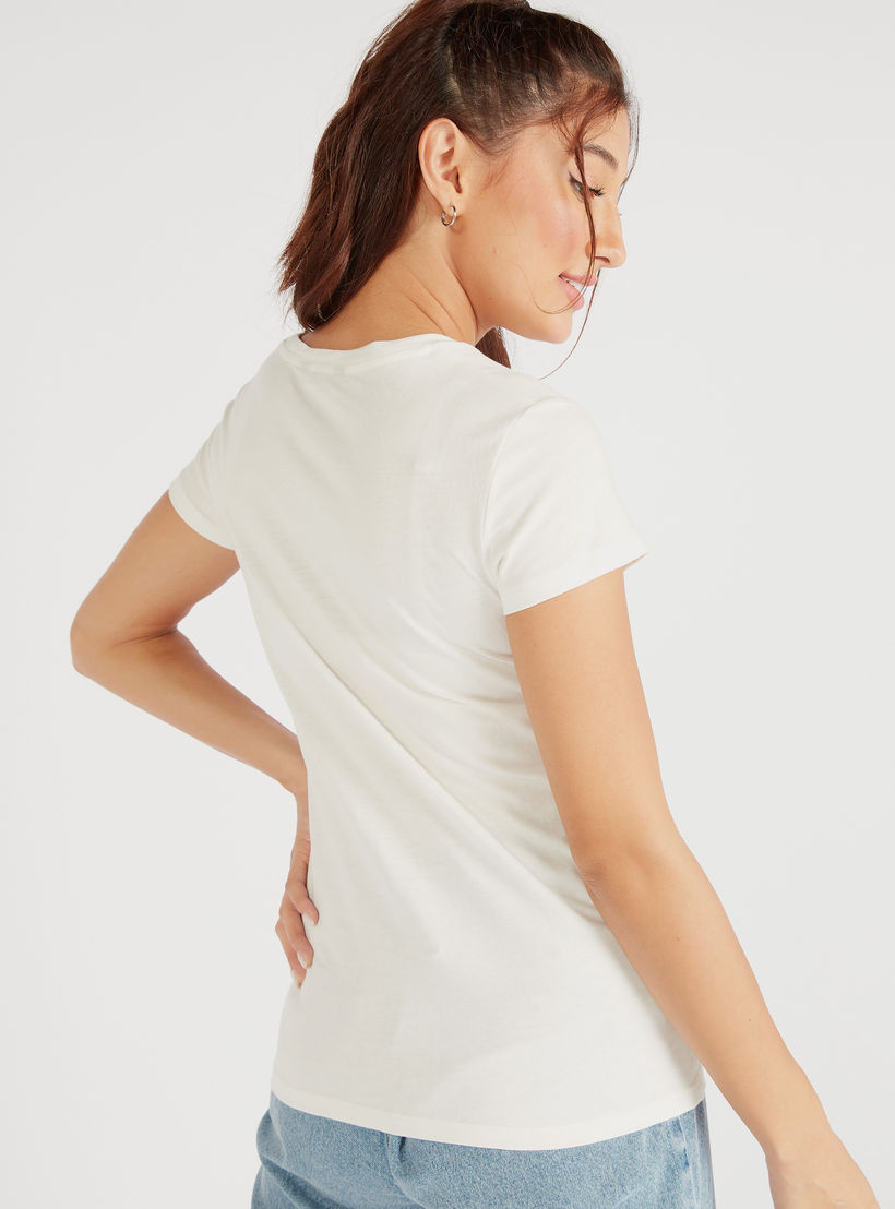 Printed Crew Neck T-shirt with Cap Sleeves-women-clothing-tshirts-image-5