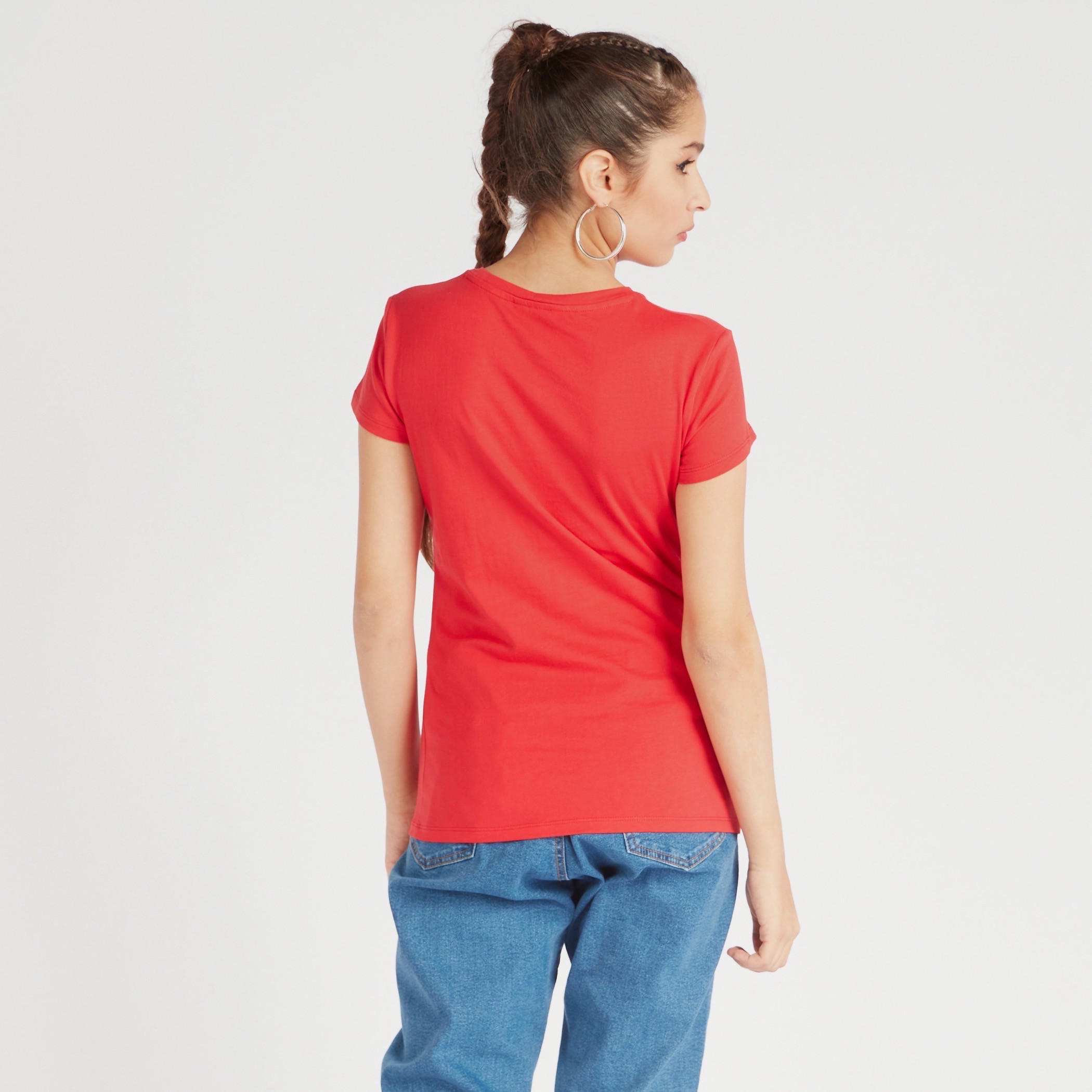 Printed Crew Neck T-shirt with Cap Sleeves-women-clothing-tshirts-image-4